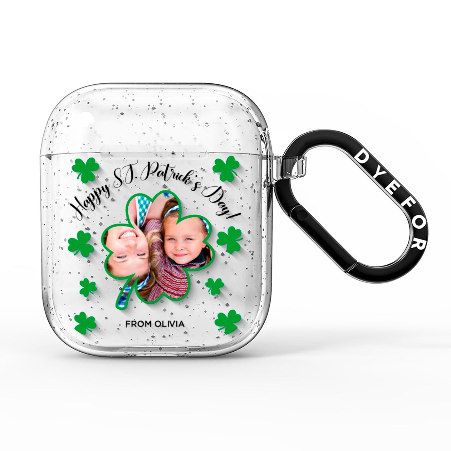 St Patricks Day Photo Upload AirPods Glitter Case