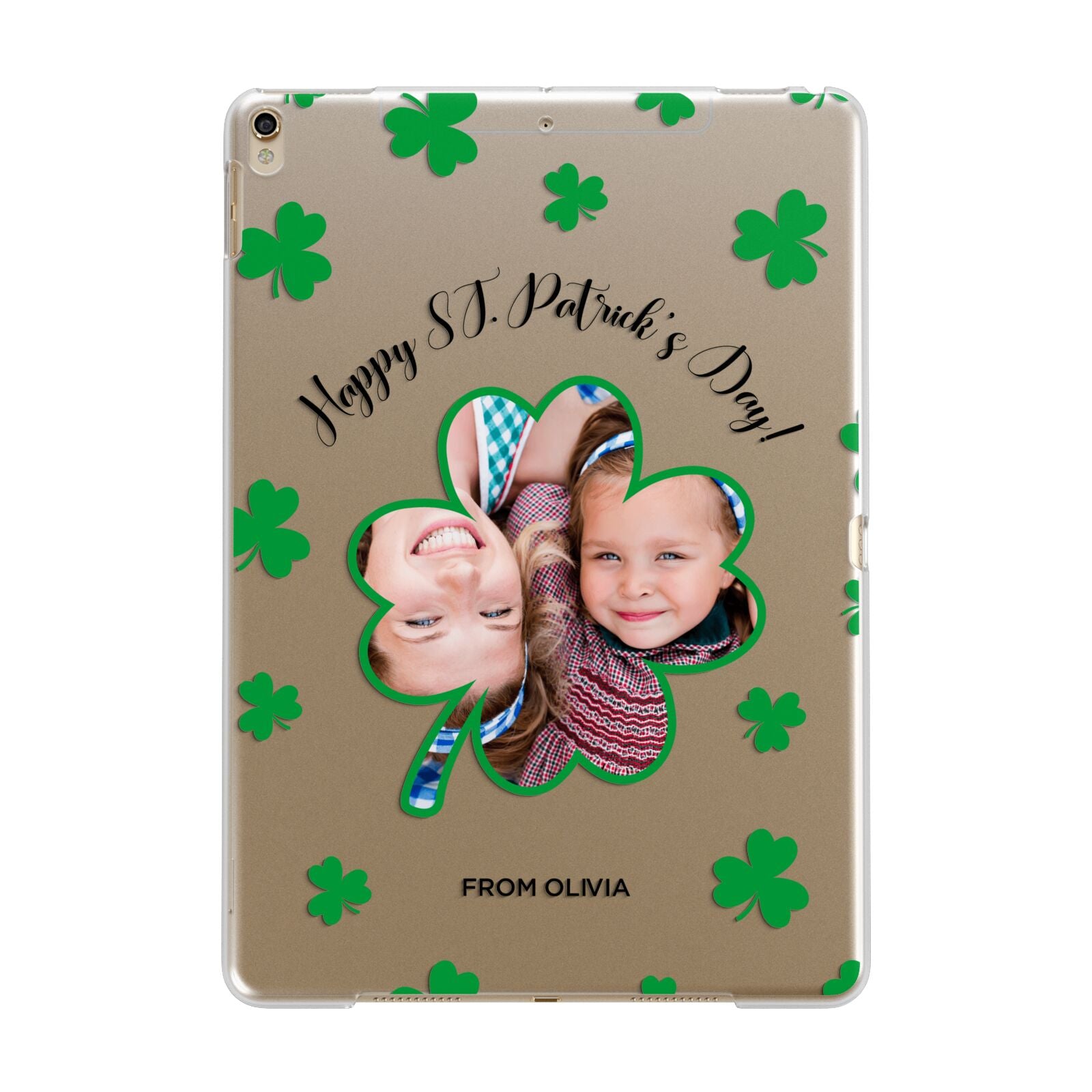 St Patricks Day Photo Upload Apple iPad Gold Case