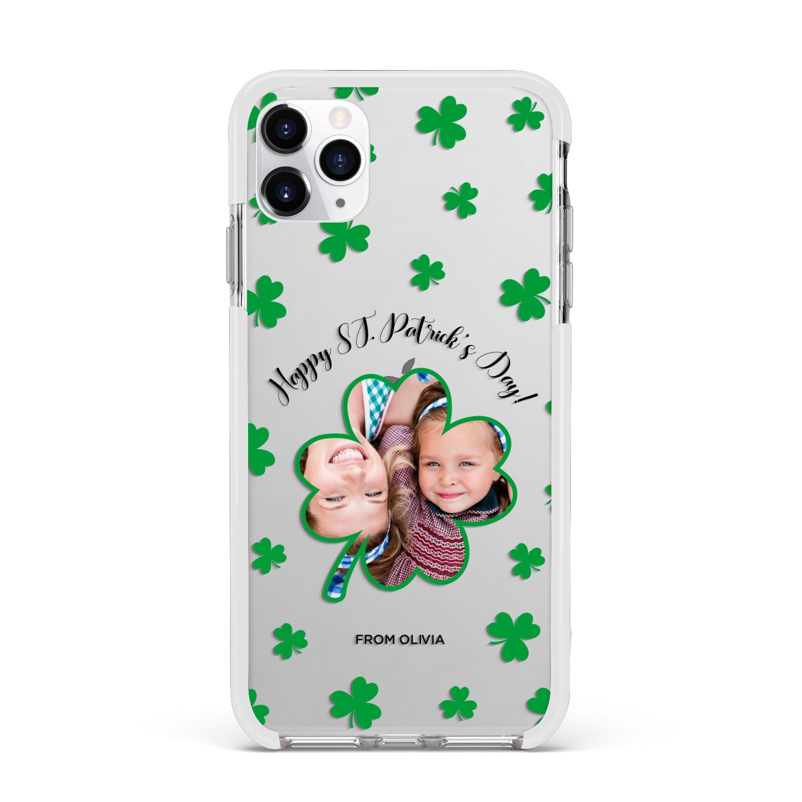St Patricks Day Photo Upload Apple iPhone 11 Pro Max in Silver with White Impact Case