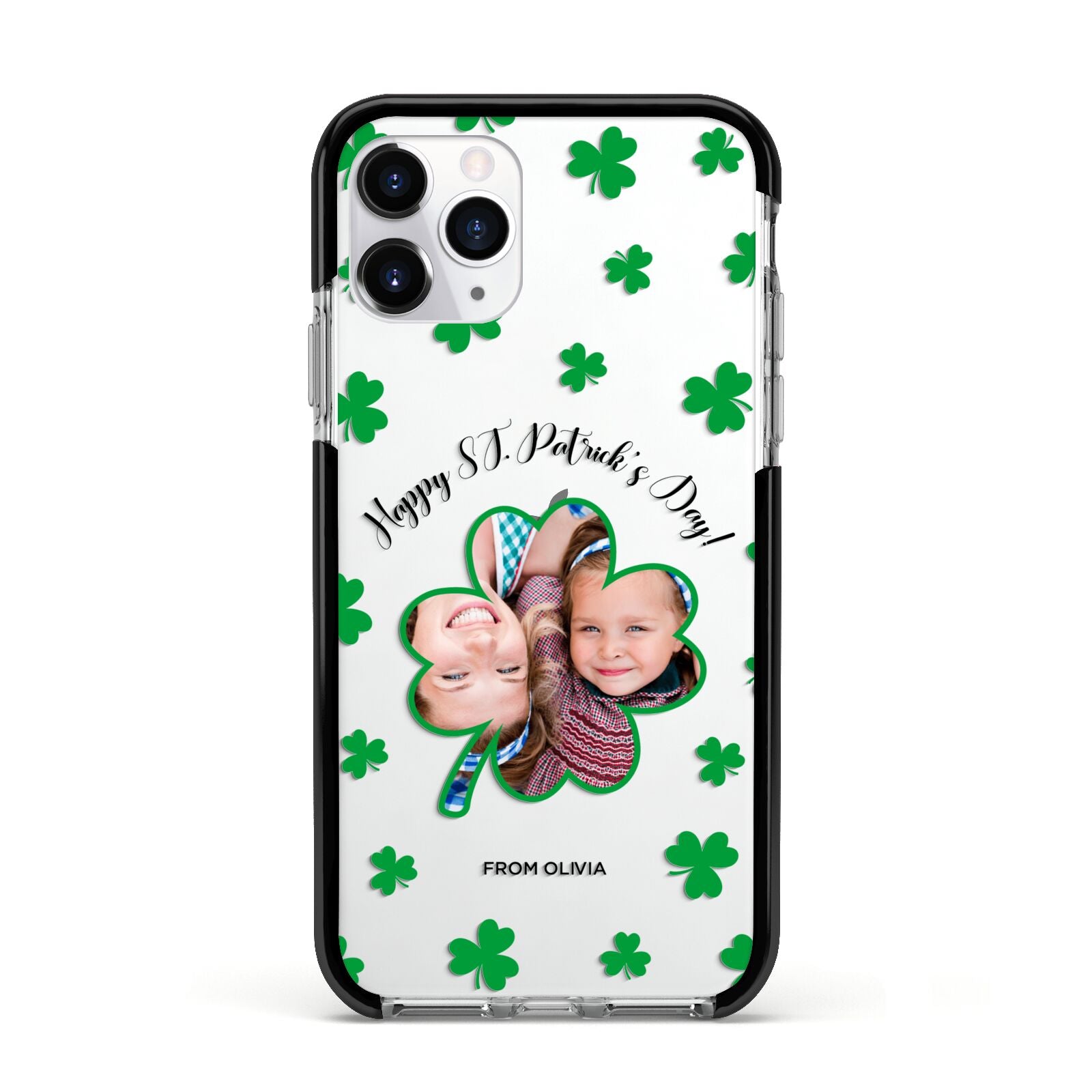 St Patricks Day Photo Upload Apple iPhone 11 Pro in Silver with Black Impact Case
