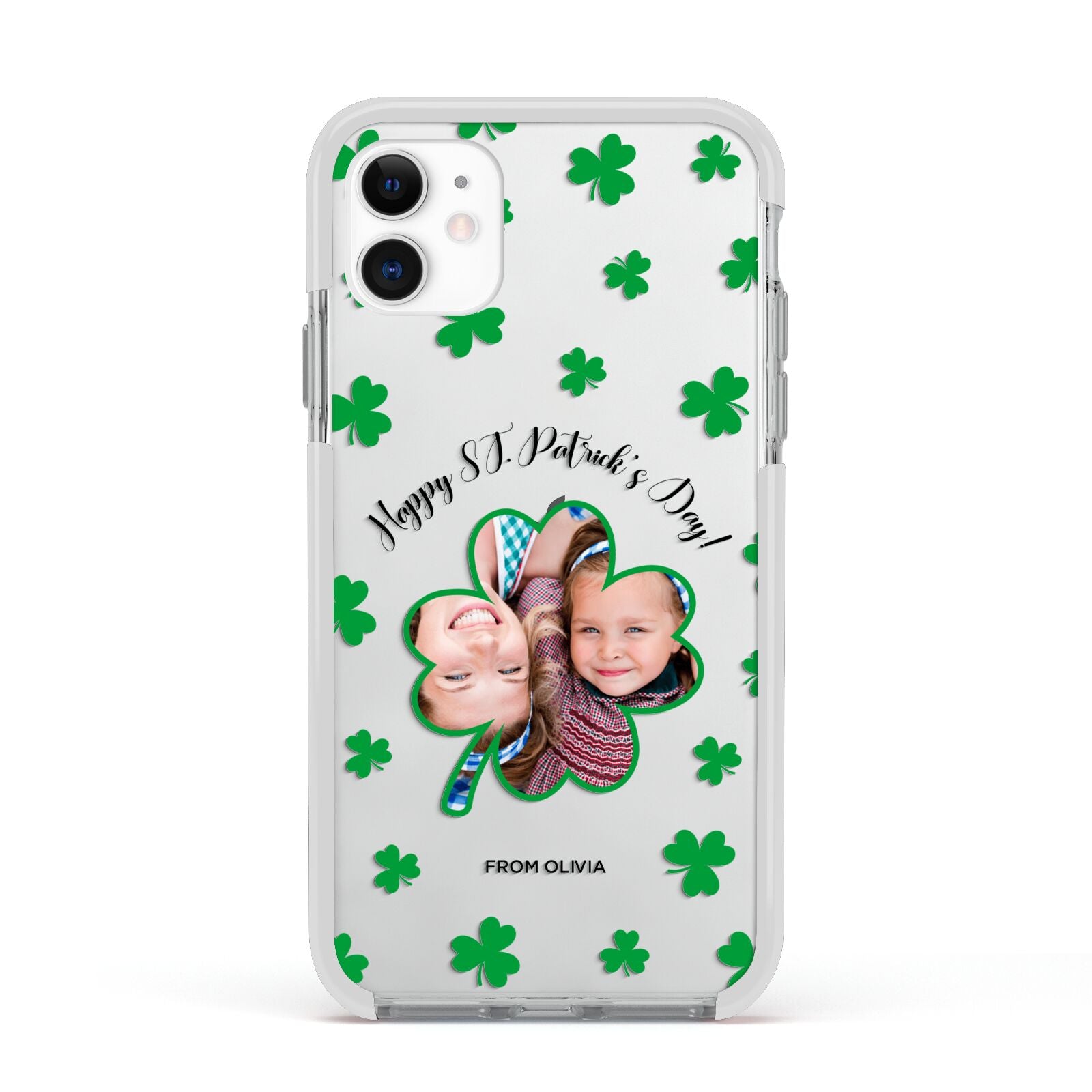 St Patricks Day Photo Upload Apple iPhone 11 in White with White Impact Case