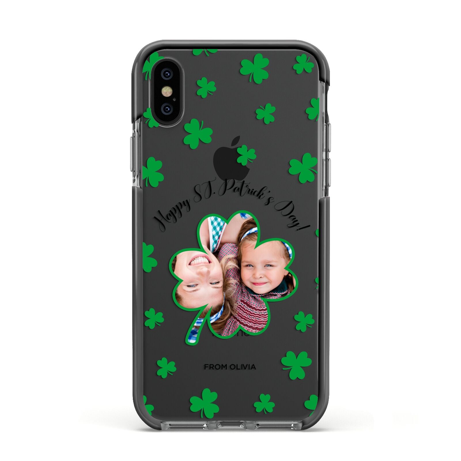 St Patricks Day Photo Upload Apple iPhone Xs Impact Case Black Edge on Black Phone