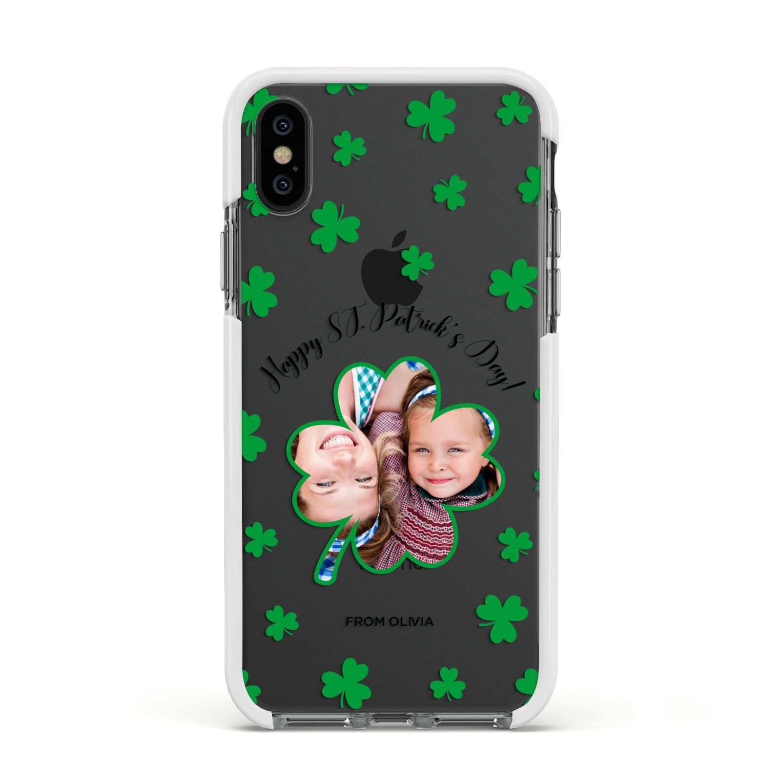 St Patricks Day Photo Upload Apple iPhone Xs Impact Case White Edge on Black Phone