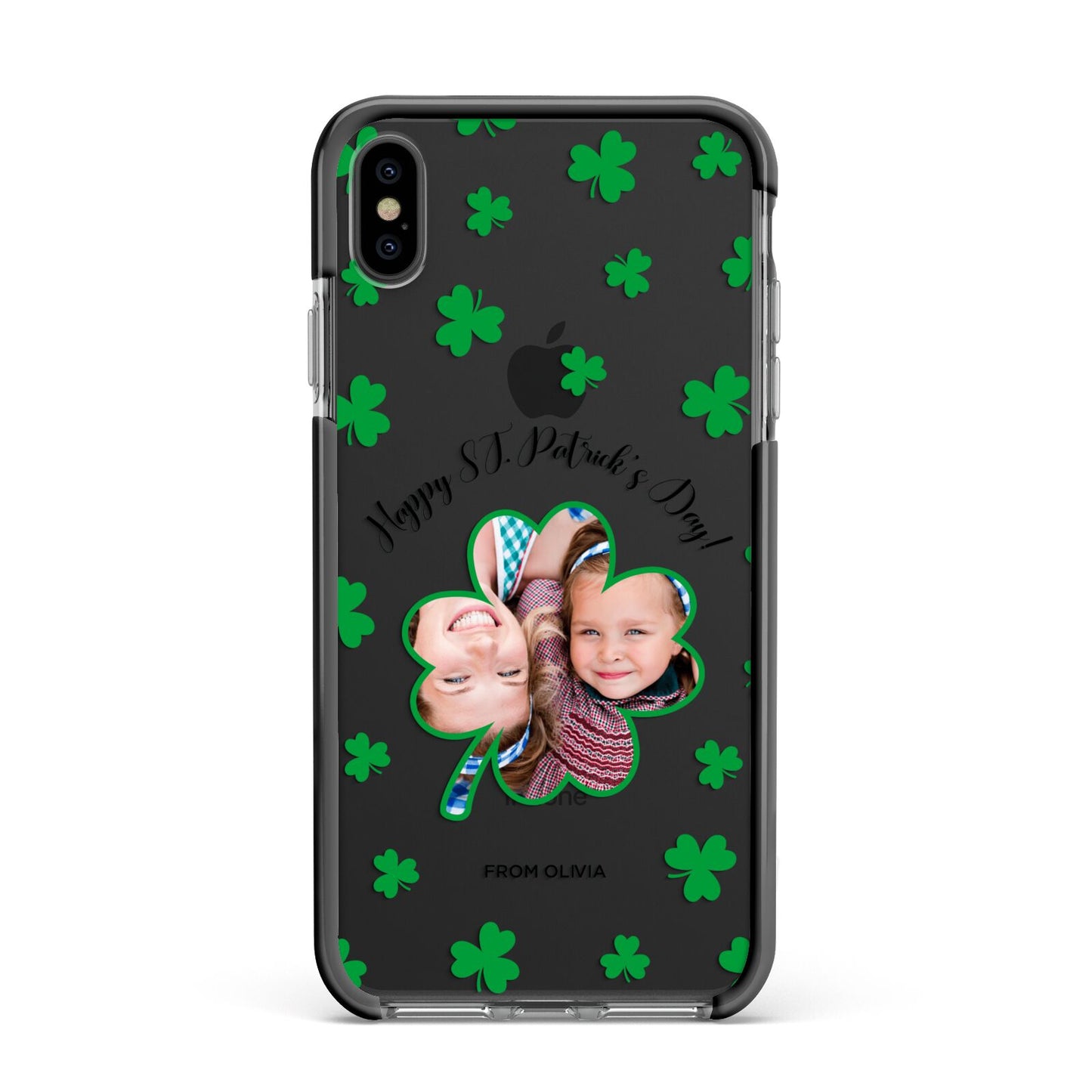 St Patricks Day Photo Upload Apple iPhone Xs Max Impact Case Black Edge on Black Phone