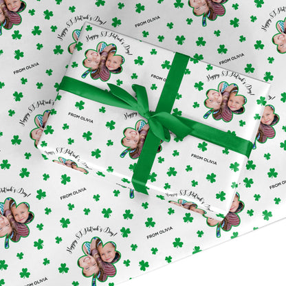St Patricks Day Photo Upload Custom Wrapping Paper