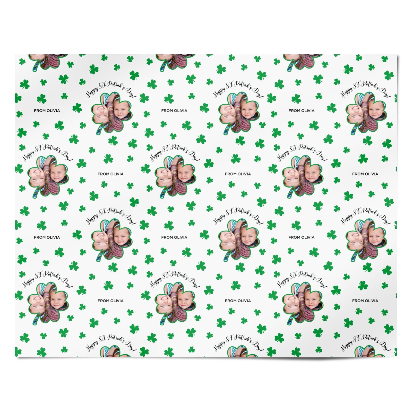 St Patricks Day Photo Upload Personalised Wrapping Paper Alternative