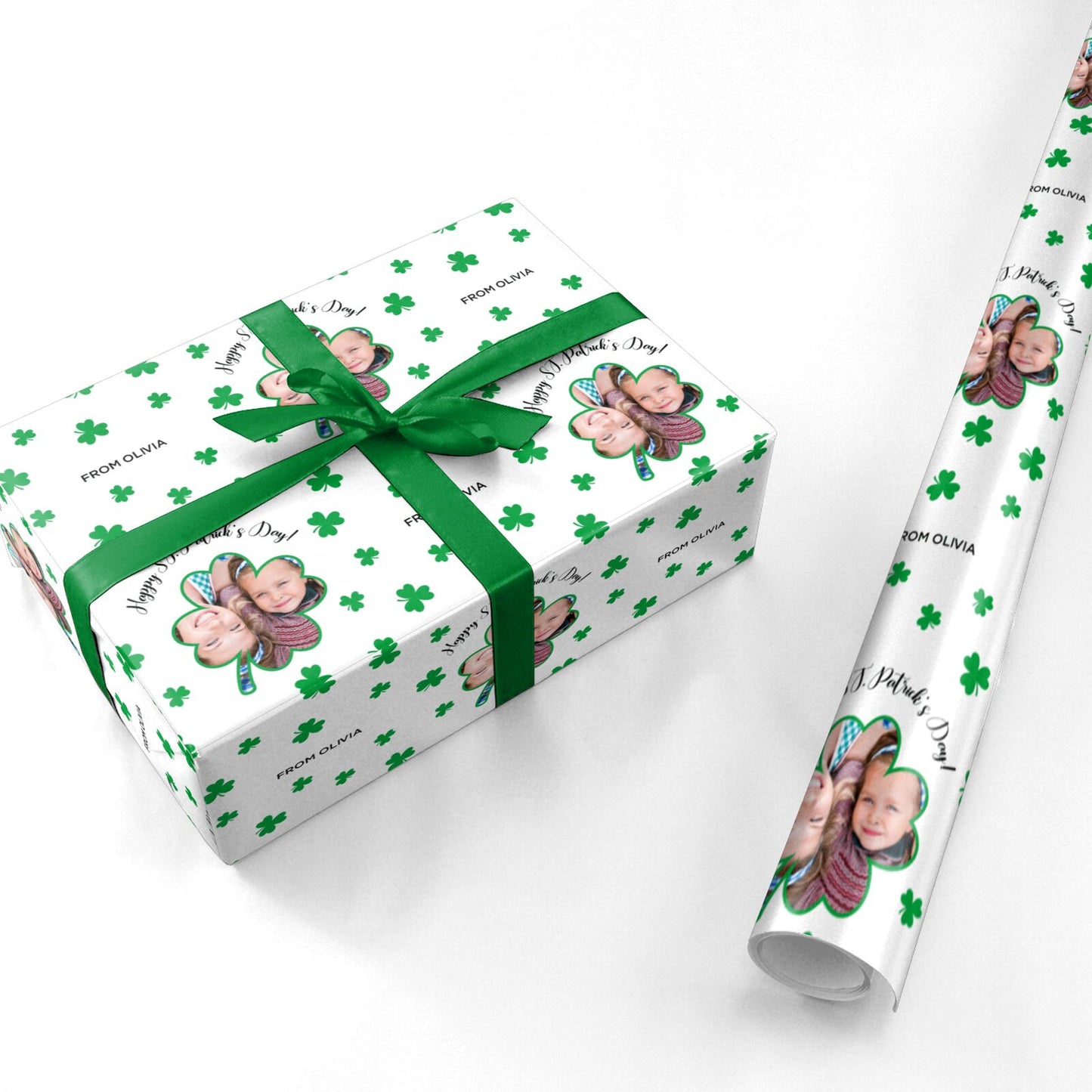 St Patricks Day Photo Upload Personalised Wrapping Paper