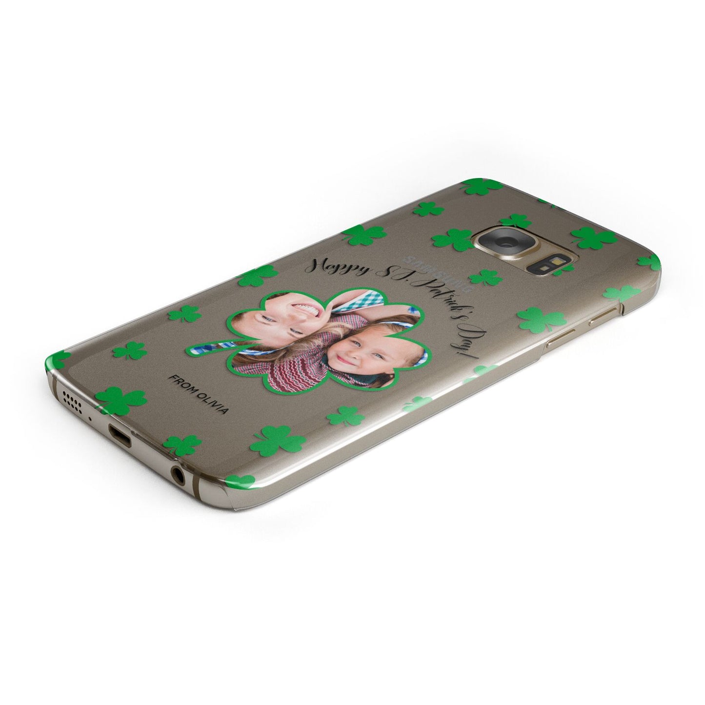 St Patricks Day Photo Upload Protective Samsung Galaxy Case Angled Image