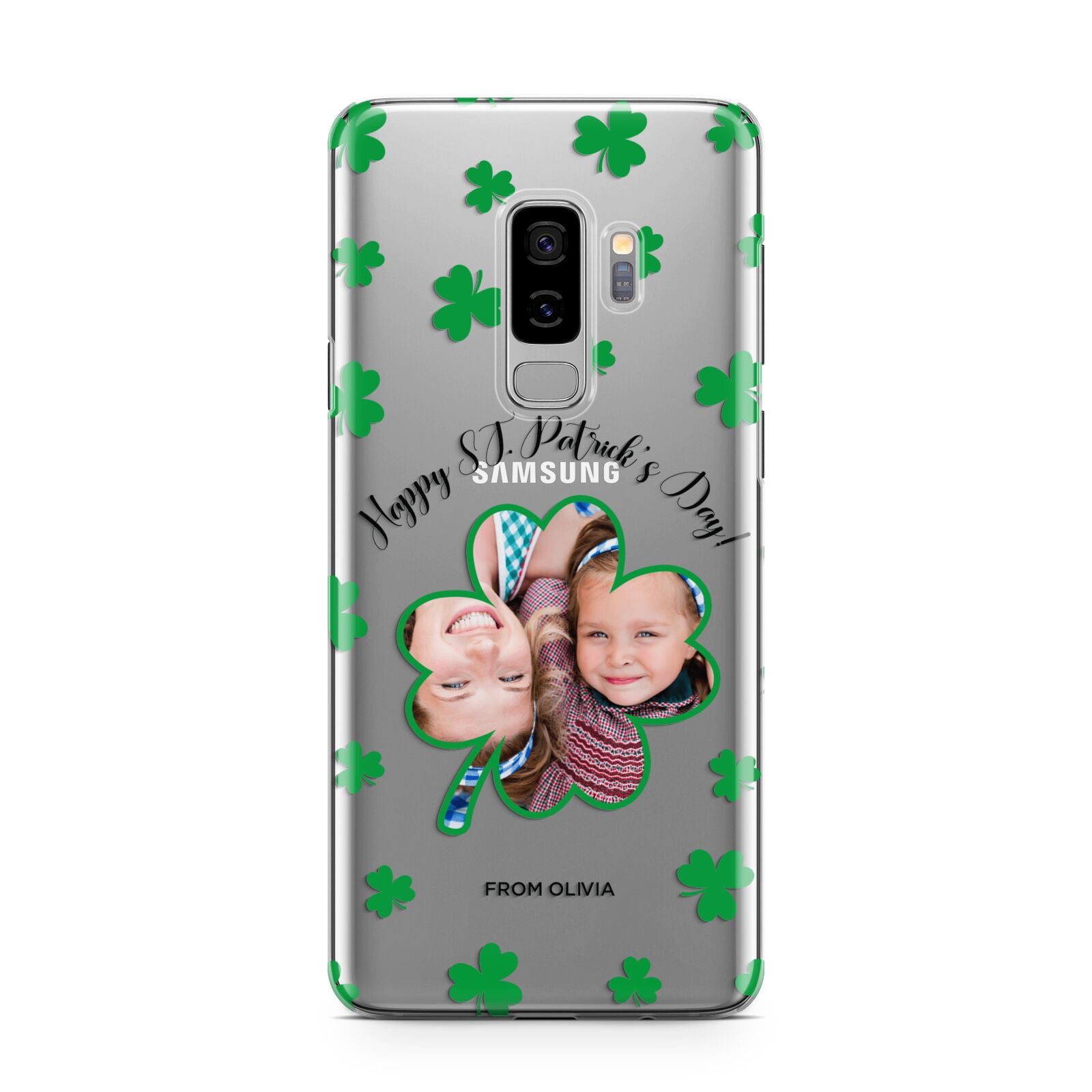 St Patricks Day Photo Upload Samsung Galaxy S9 Plus Case on Silver phone
