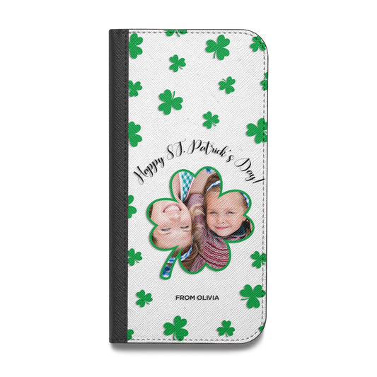 St Patricks Day Photo Upload Vegan Leather Flip iPhone Case