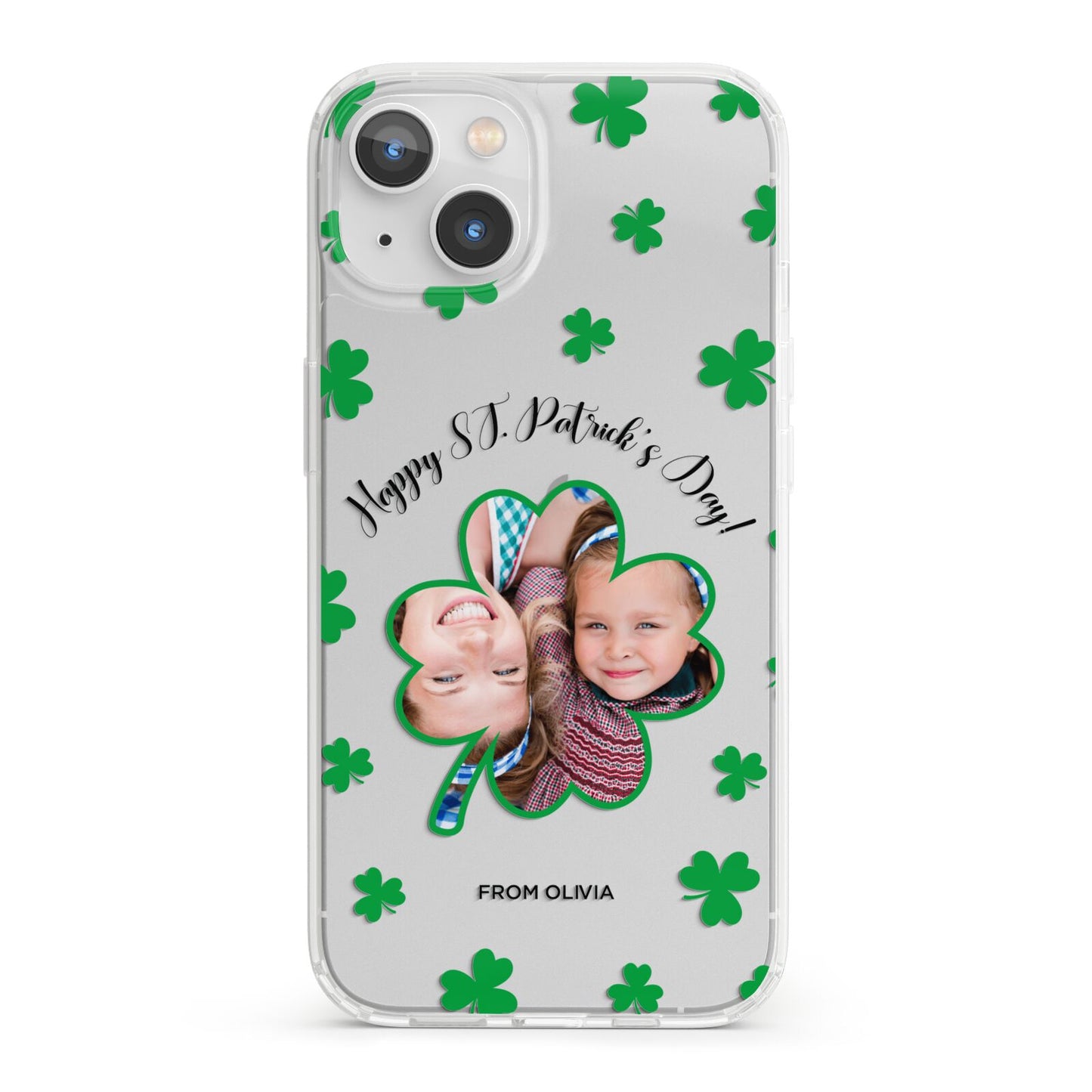 St Patricks Day Photo Upload iPhone 13 Clear Bumper Case