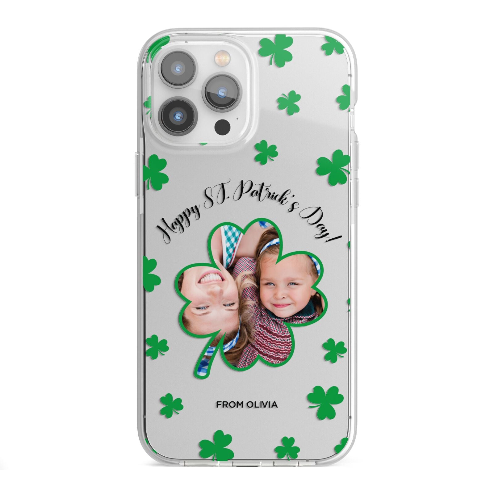 St Patricks Day Photo Upload iPhone 13 Pro Max TPU Impact Case with White Edges