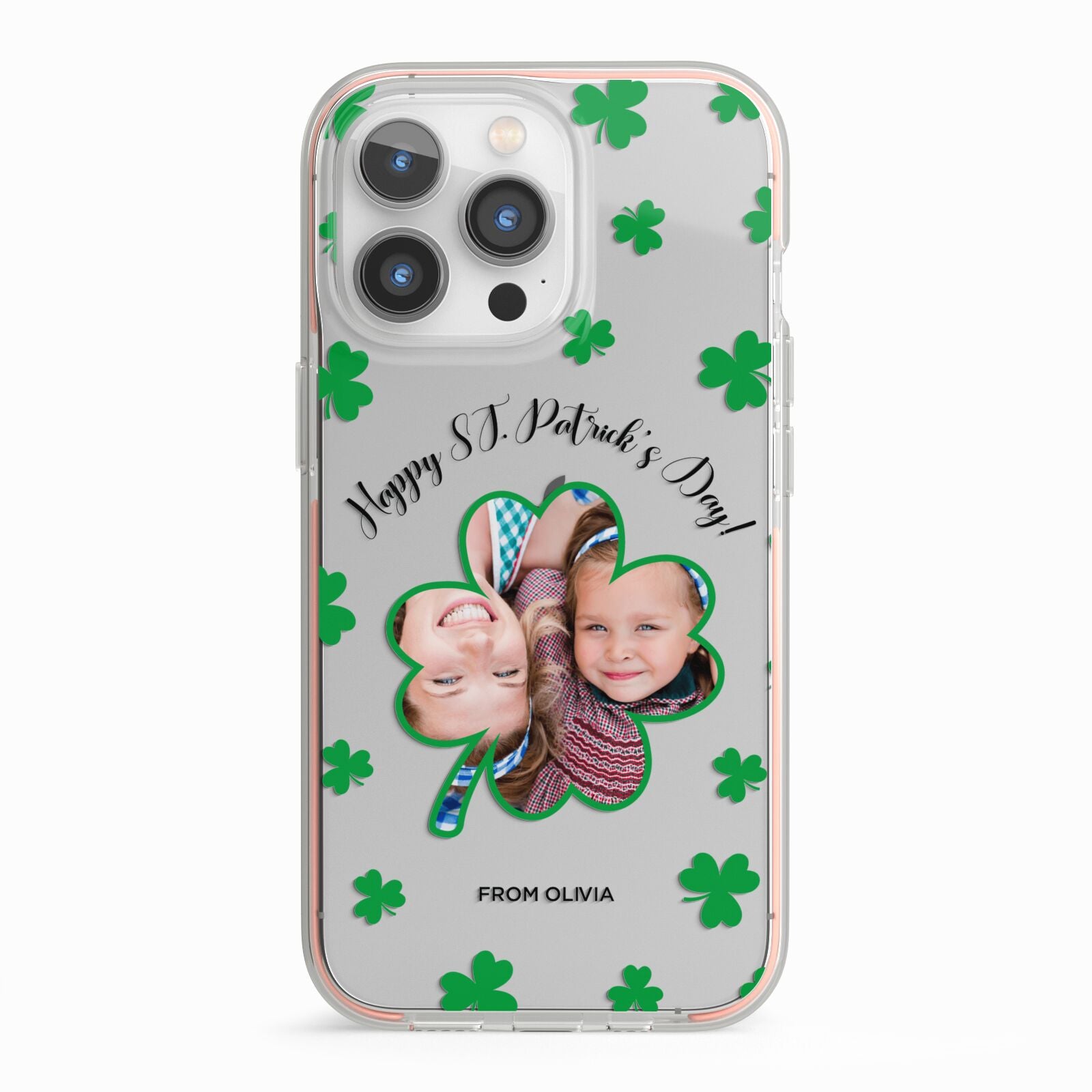 St Patricks Day Photo Upload iPhone 13 Pro TPU Impact Case with Pink Edges