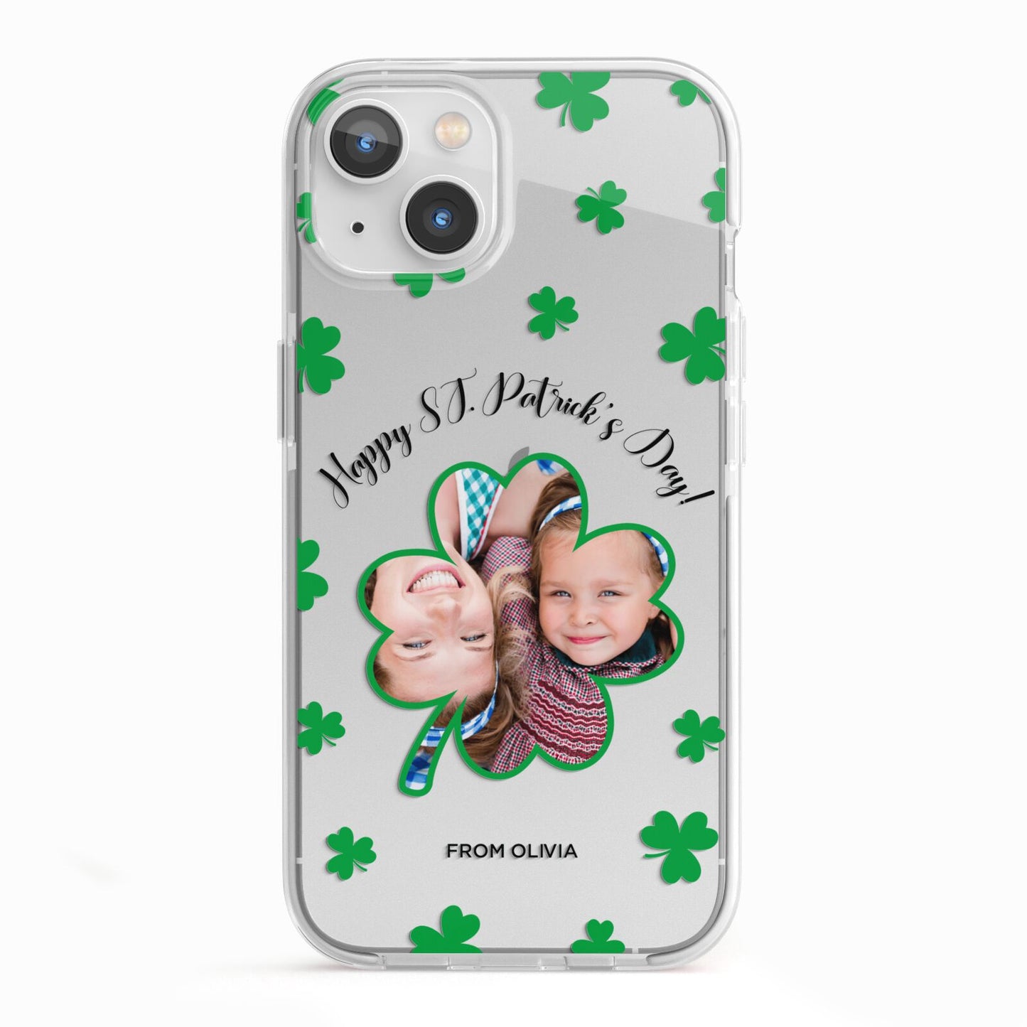 St Patricks Day Photo Upload iPhone 13 TPU Impact Case with White Edges