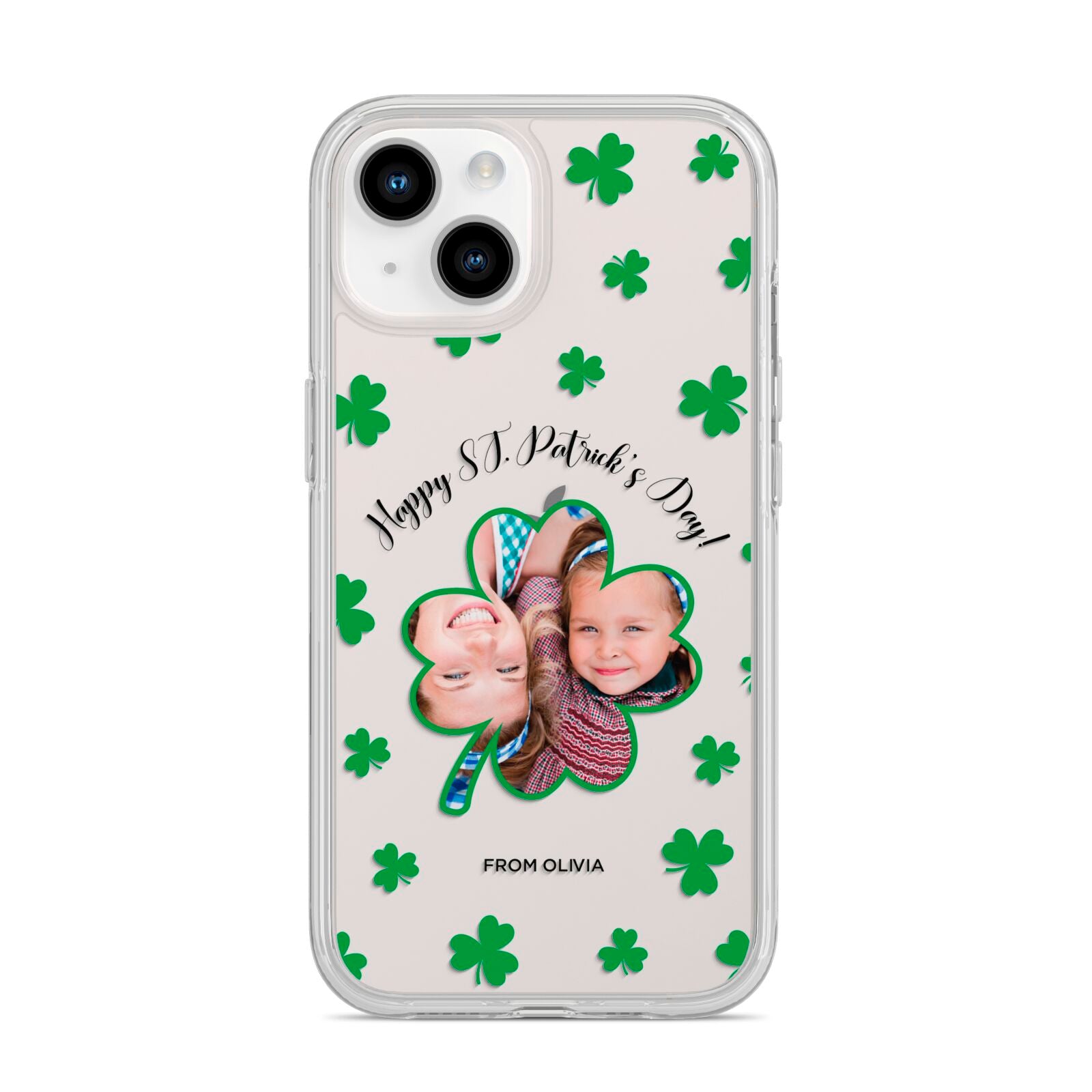 St Patricks Day Photo Upload iPhone 14 Clear Tough Case Starlight