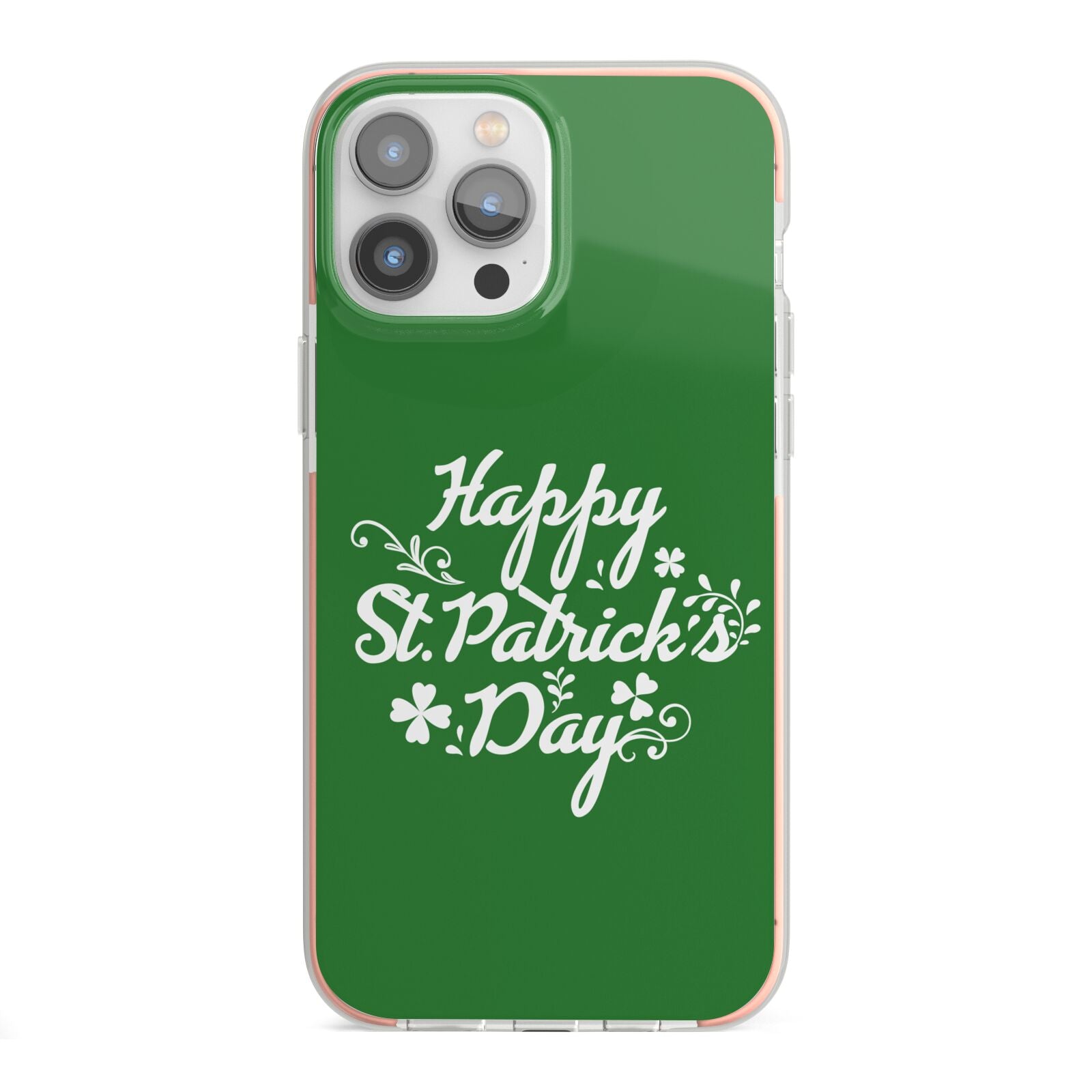 St Patricks Day iPhone 13 Pro Max TPU Impact Case with Pink Edges