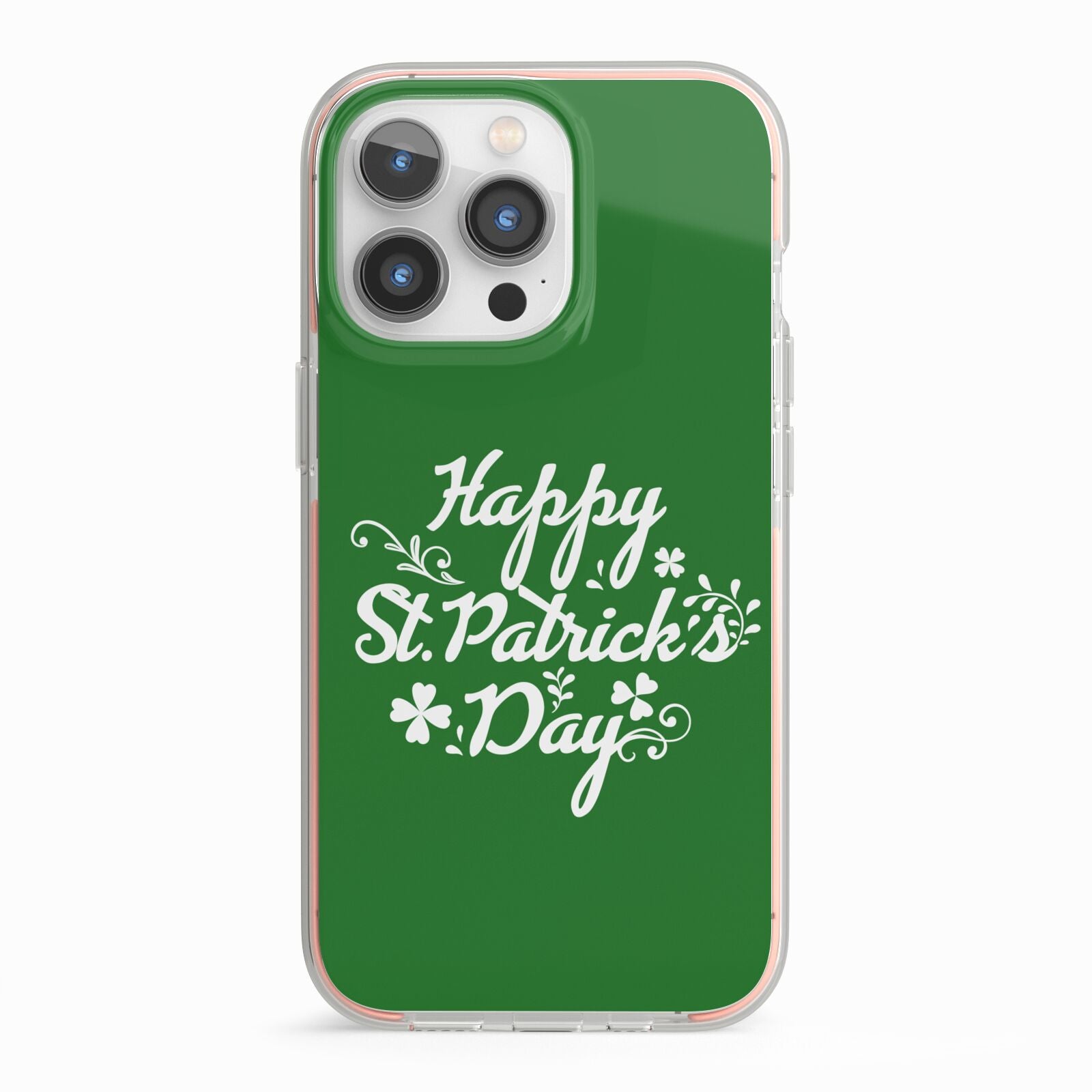 St Patricks Day iPhone 13 Pro TPU Impact Case with Pink Edges