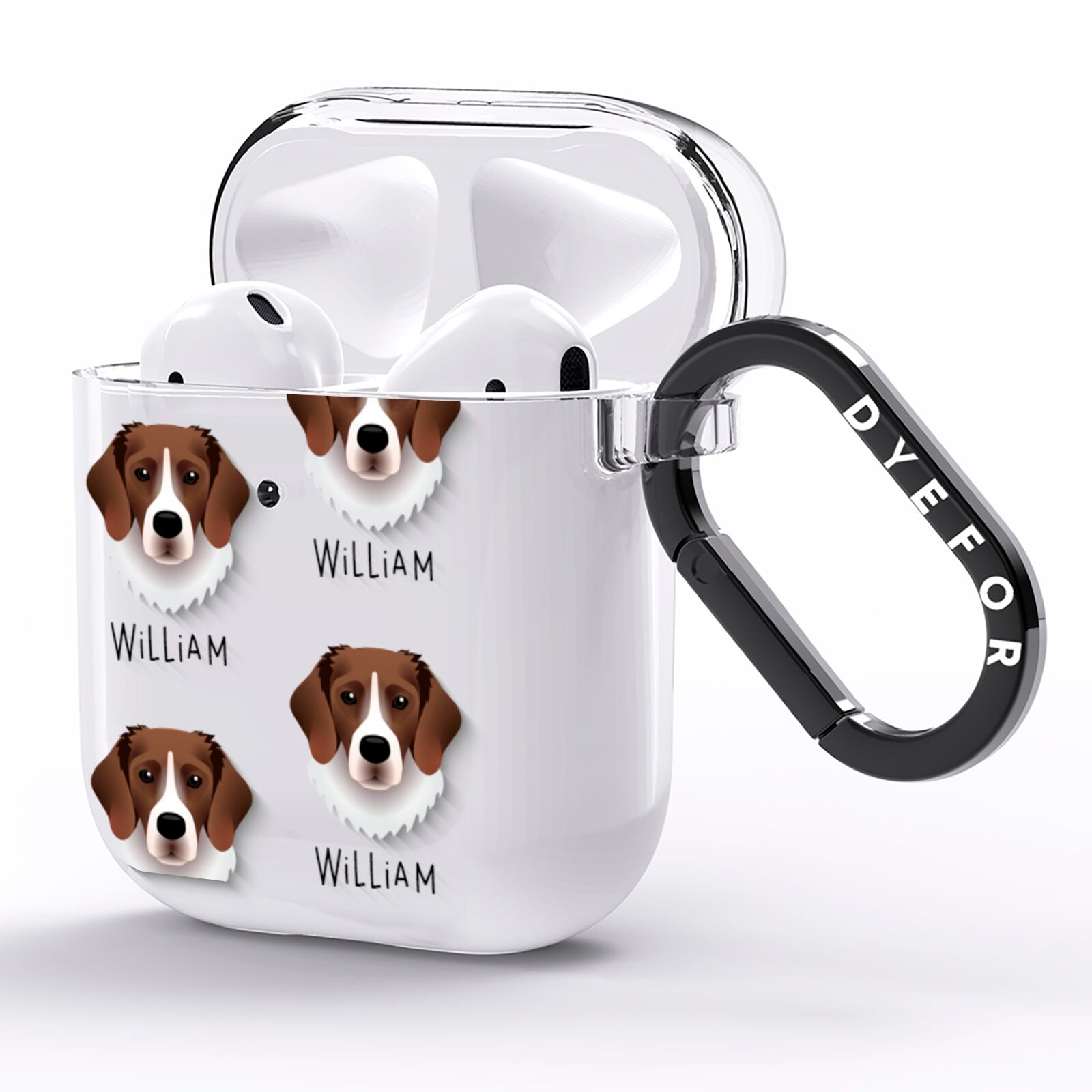 Stabyhoun Icon with Name AirPods Clear Case Side Image
