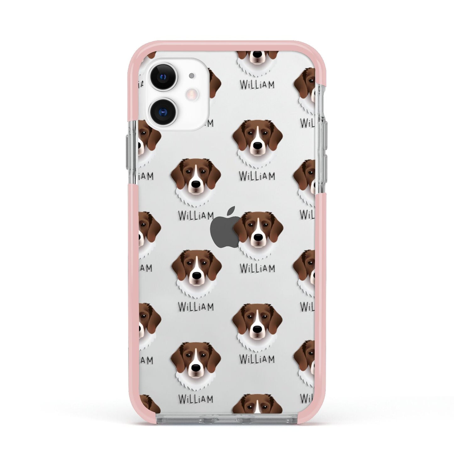 Stabyhoun Icon with Name Apple iPhone 11 in White with Pink Impact Case