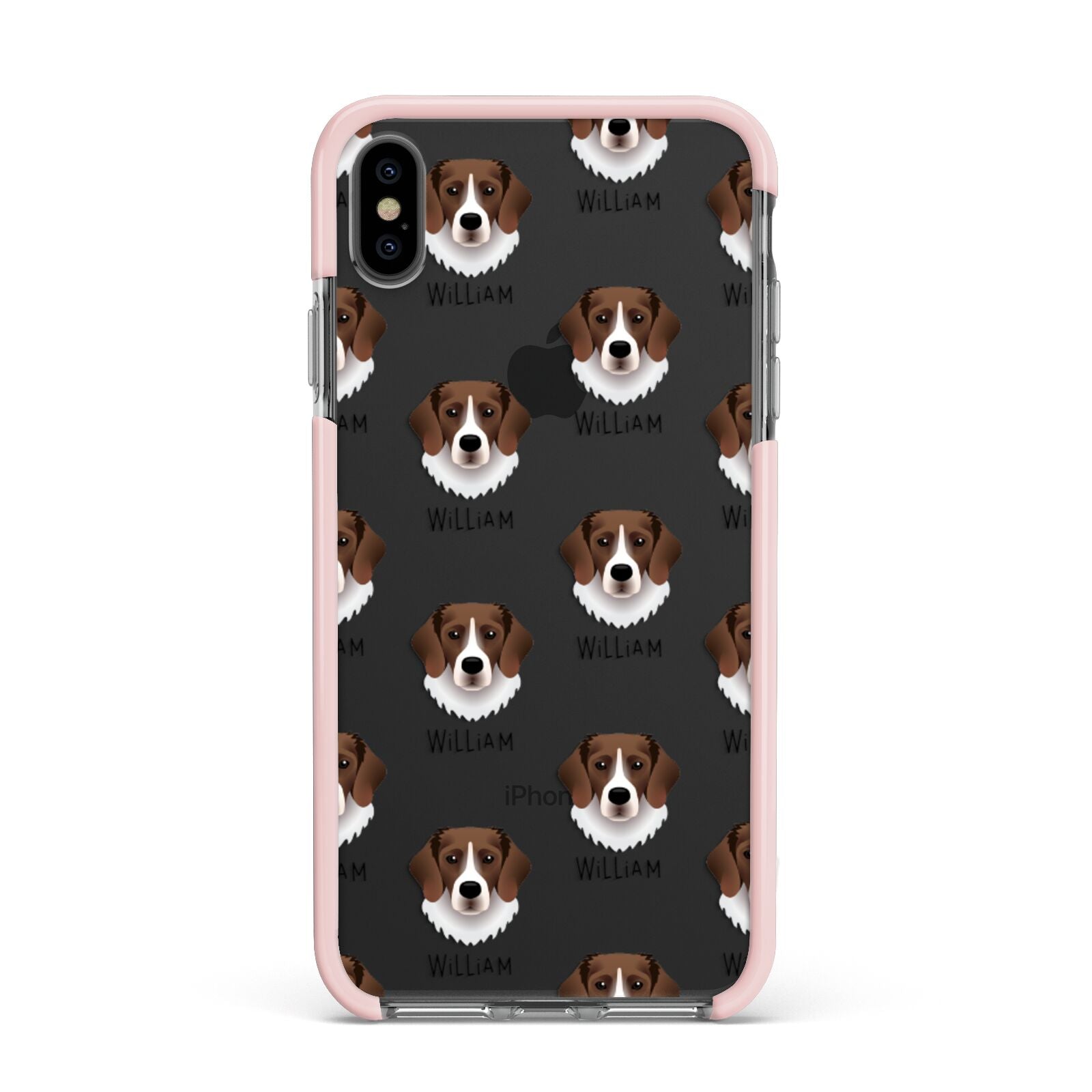 Stabyhoun Icon with Name Apple iPhone Xs Max Impact Case Pink Edge on Black Phone