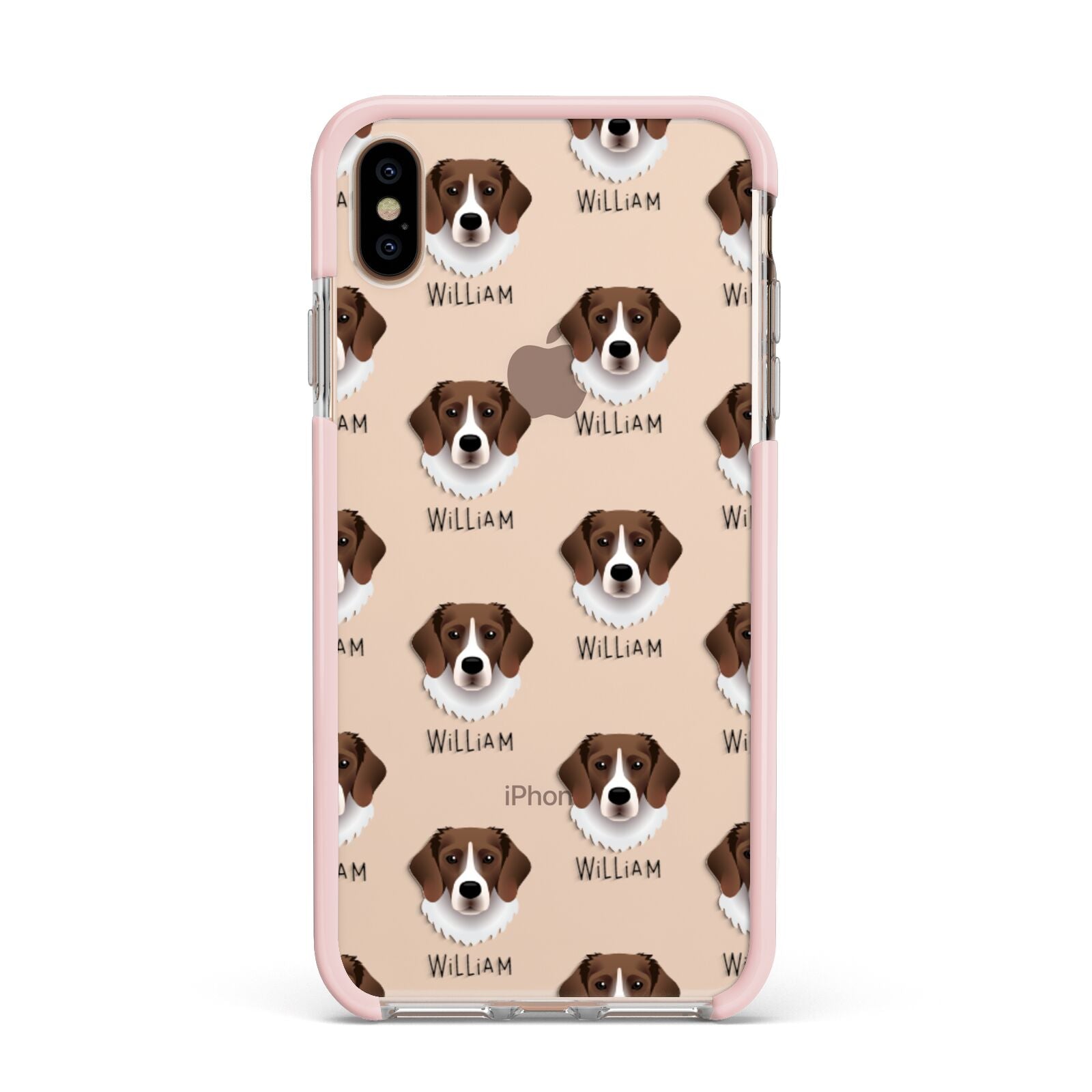 Stabyhoun Icon with Name Apple iPhone Xs Max Impact Case Pink Edge on Gold Phone