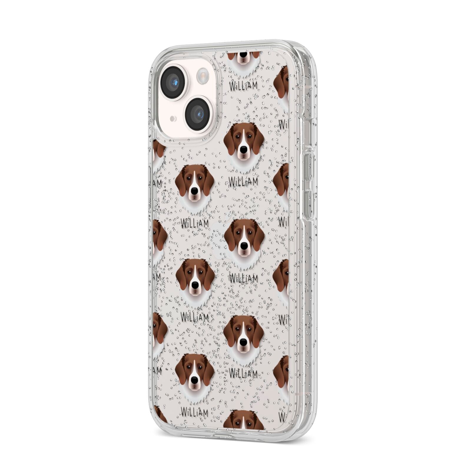 Stabyhoun Icon with Name iPhone 14 Glitter Tough Case Starlight Angled Image