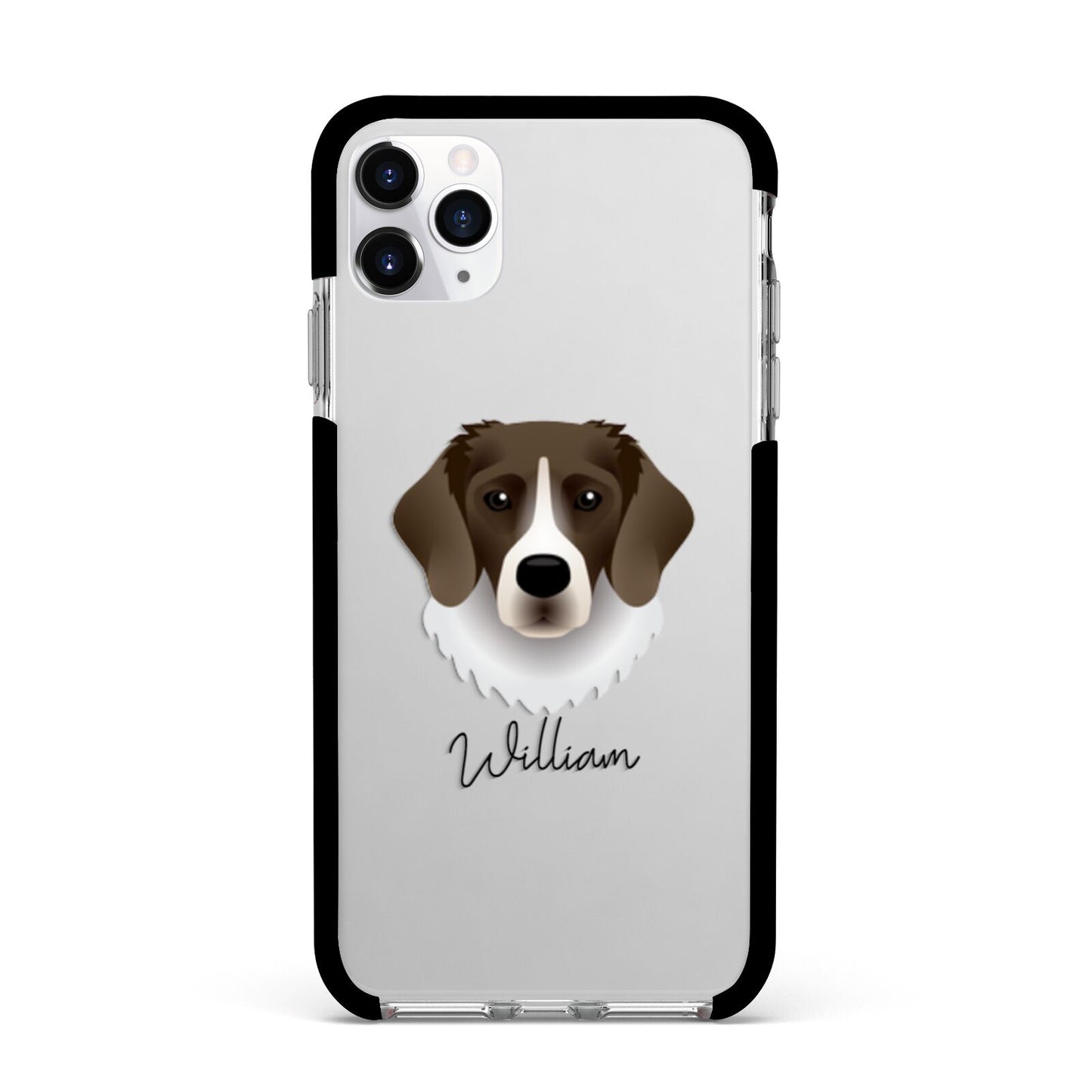 Stabyhoun Personalised Apple iPhone 11 Pro Max in Silver with Black Impact Case