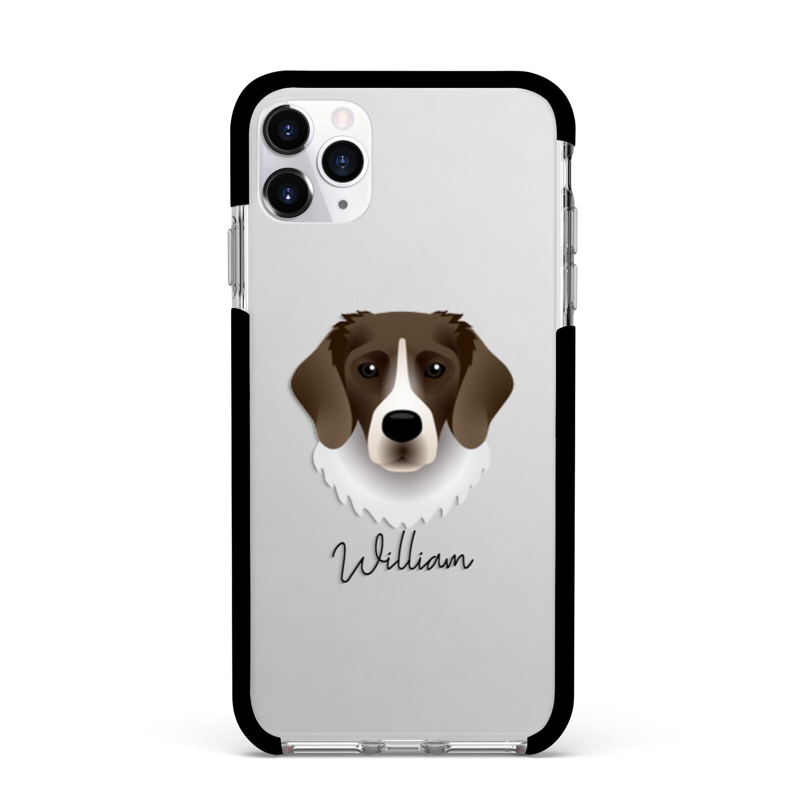 Stabyhoun Personalised Apple iPhone 11 Pro Max in Silver with Black Impact Case