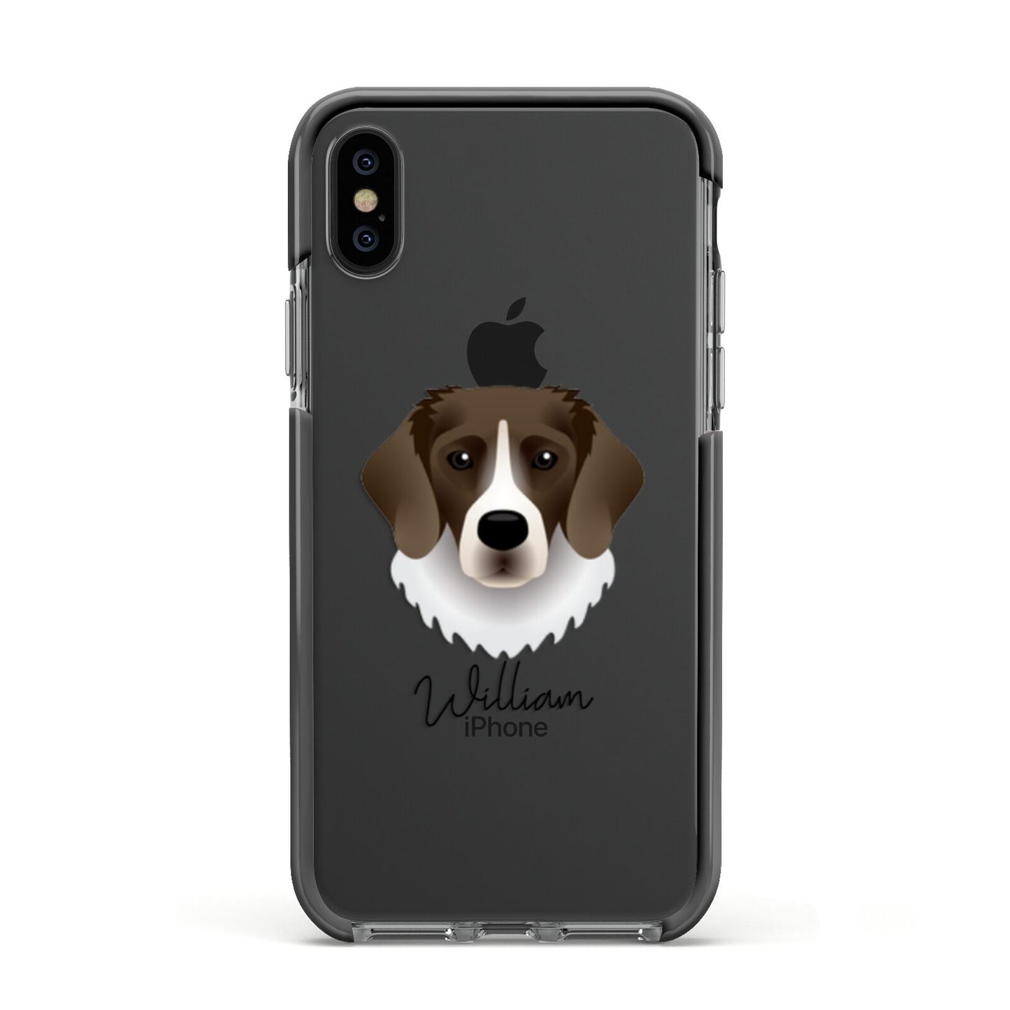 Stabyhoun Personalised Apple iPhone Xs Impact Case Black Edge on Black Phone