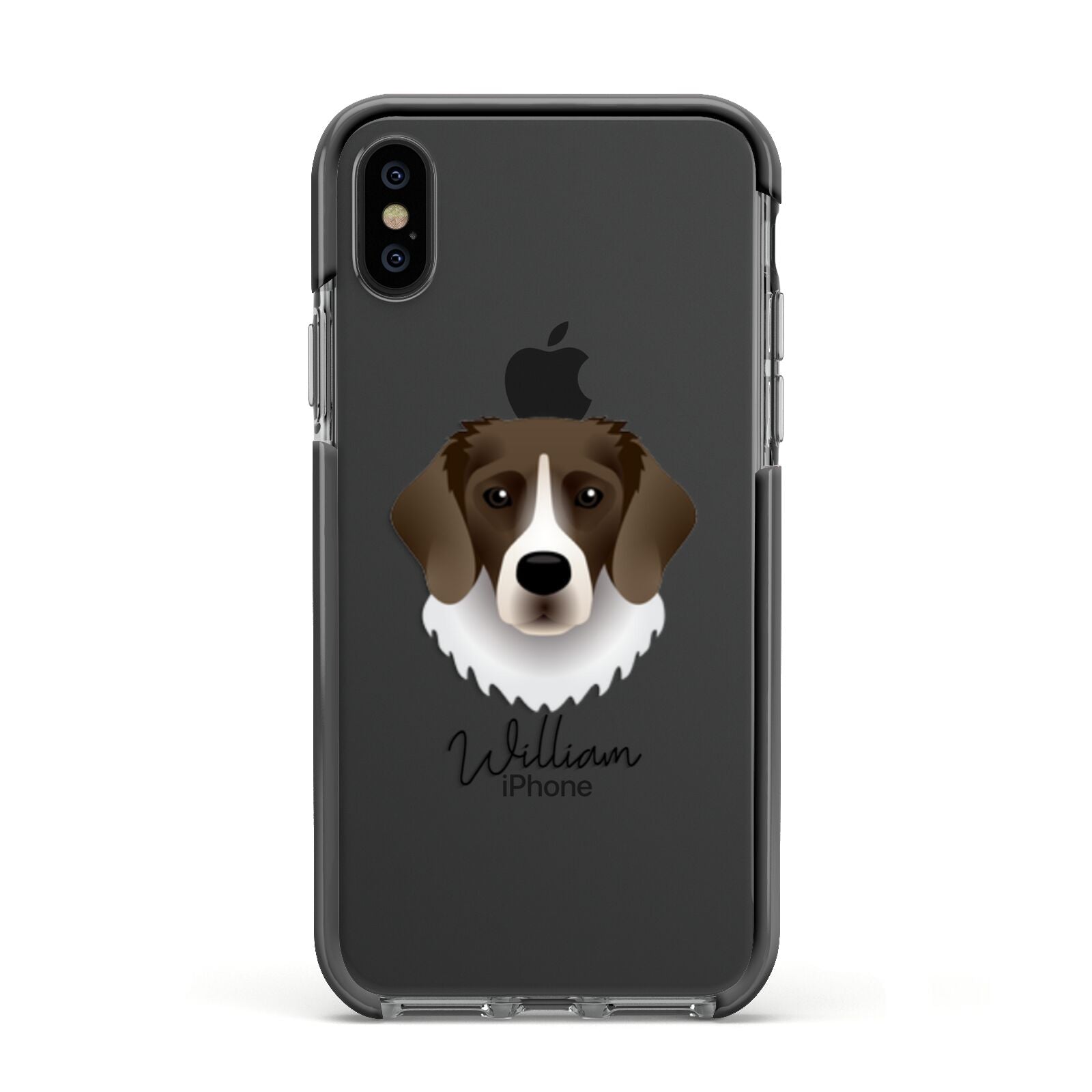 Stabyhoun Personalised Apple iPhone Xs Impact Case Black Edge on Black Phone