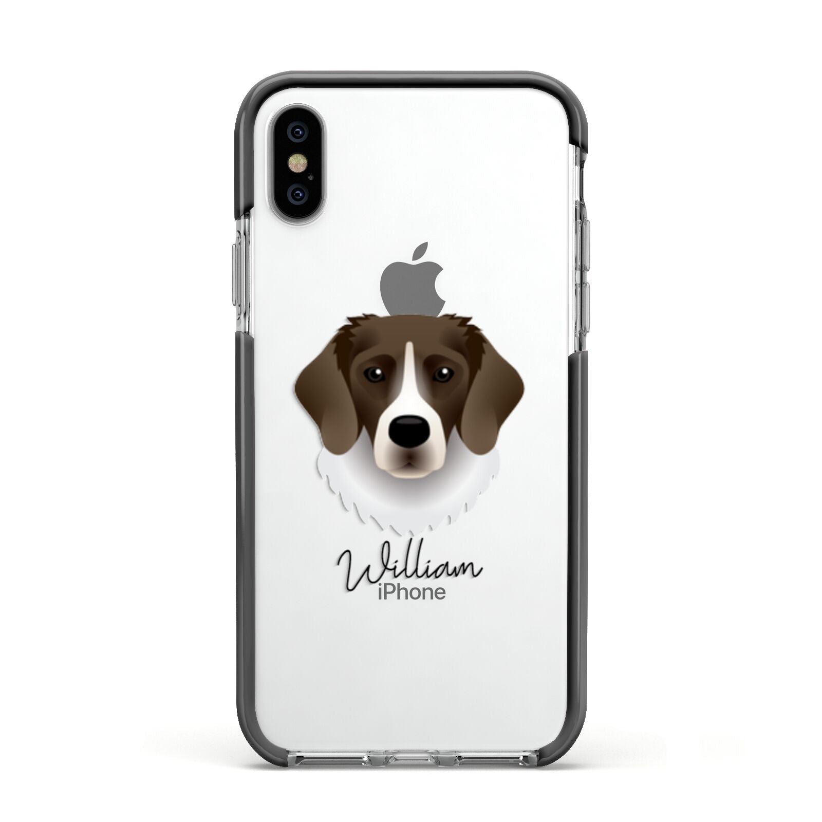 Stabyhoun Personalised Apple iPhone Xs Impact Case Black Edge on Silver Phone