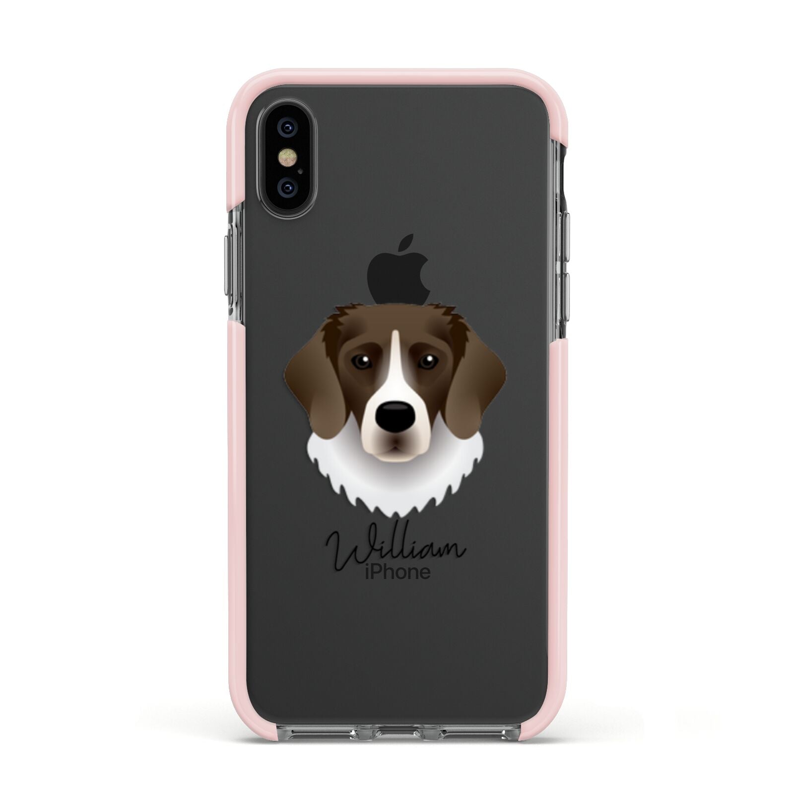 Stabyhoun Personalised Apple iPhone Xs Impact Case Pink Edge on Black Phone