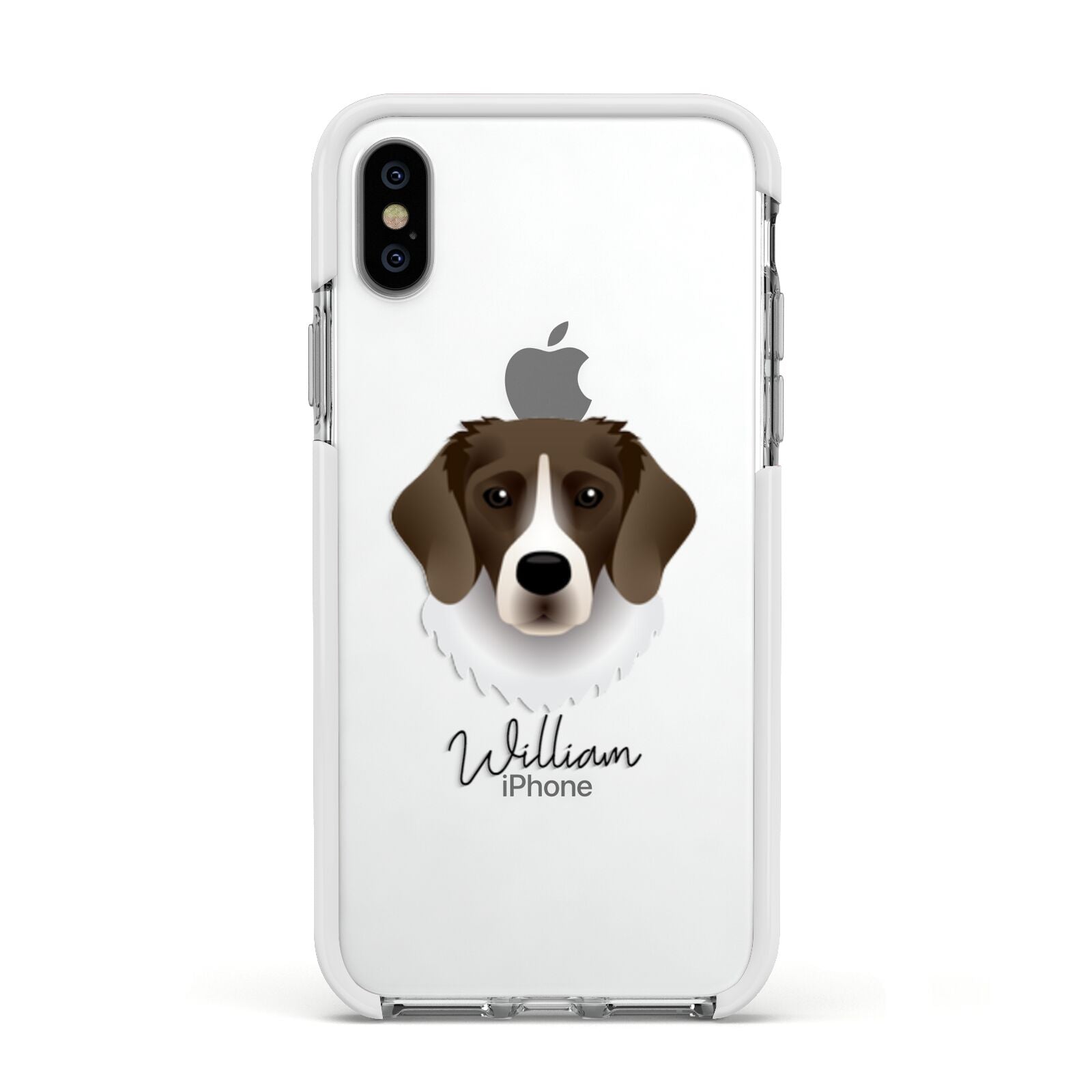 Stabyhoun Personalised Apple iPhone Xs Impact Case White Edge on Silver Phone