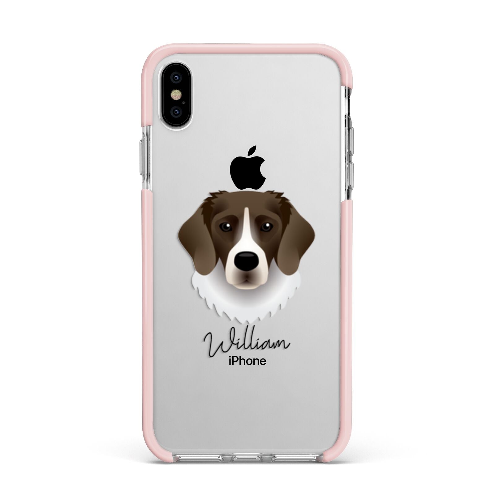 Stabyhoun Personalised Apple iPhone Xs Max Impact Case Pink Edge on Silver Phone