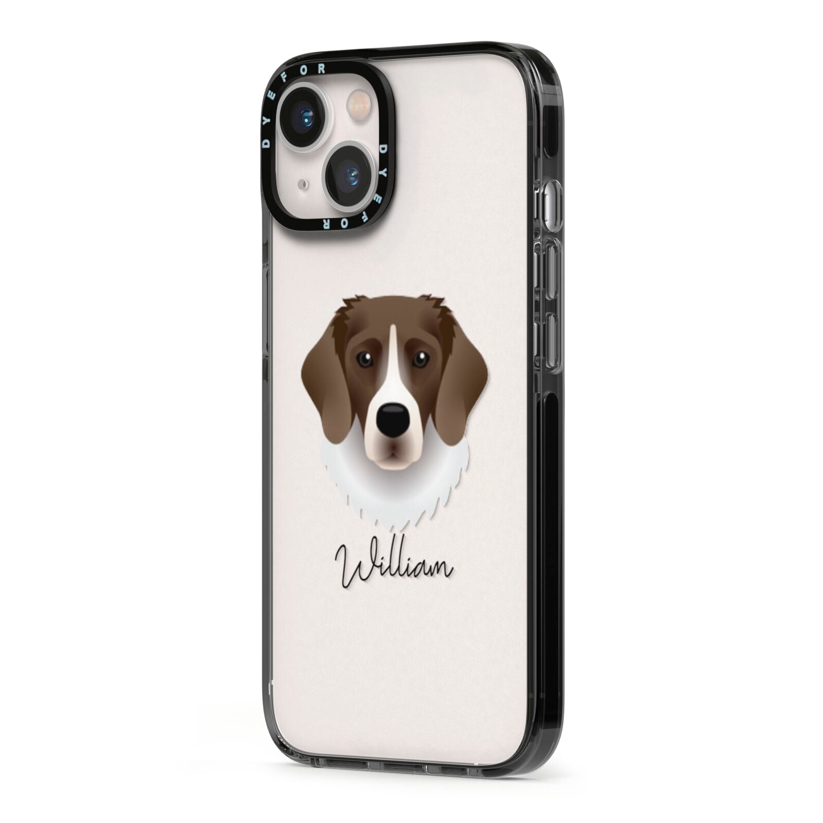 Stabyhoun Personalised iPhone 13 Black Impact Case Side Angle on Silver phone
