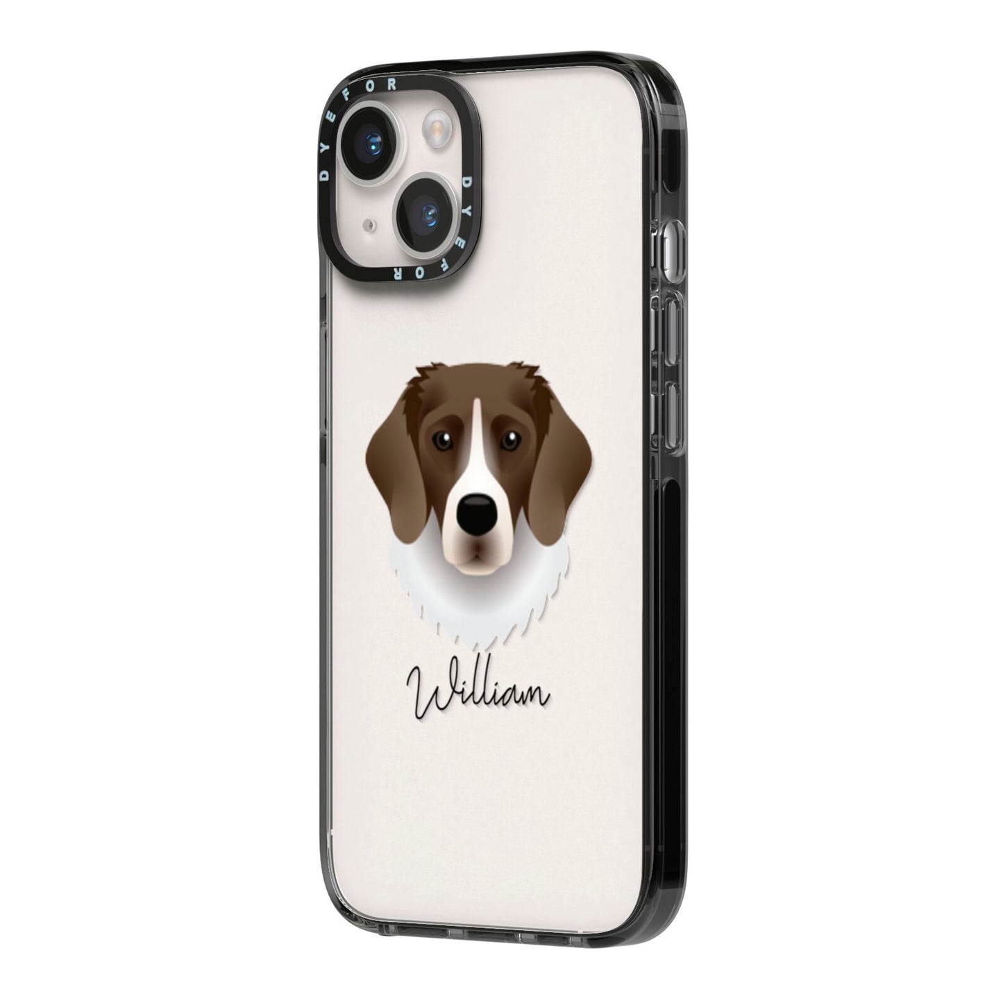 Stabyhoun Personalised iPhone 14 Black Impact Case Side Angle on Silver phone
