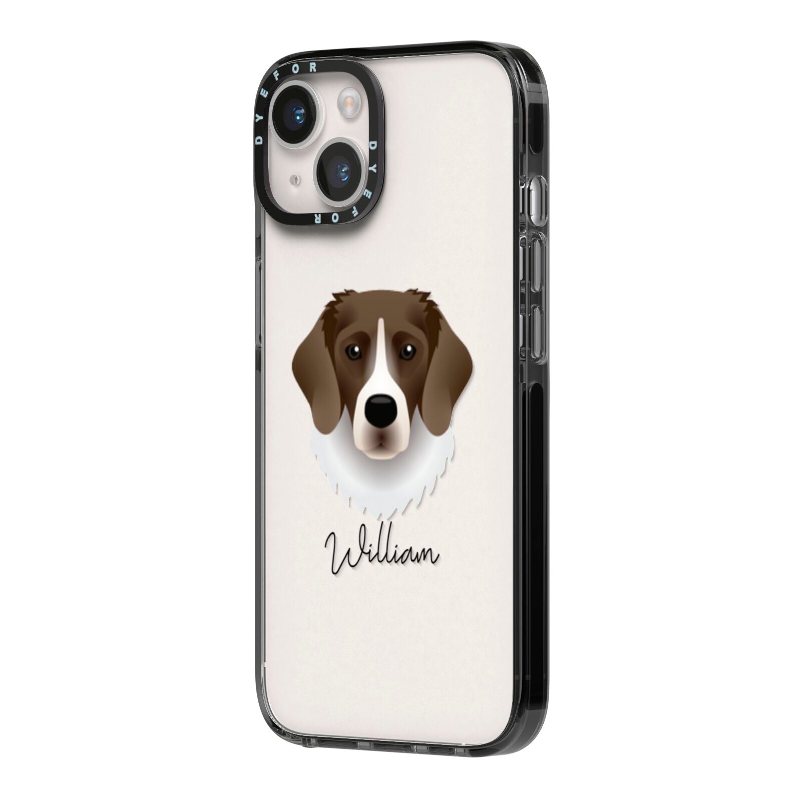Stabyhoun Personalised iPhone 14 Black Impact Case Side Angle on Silver phone