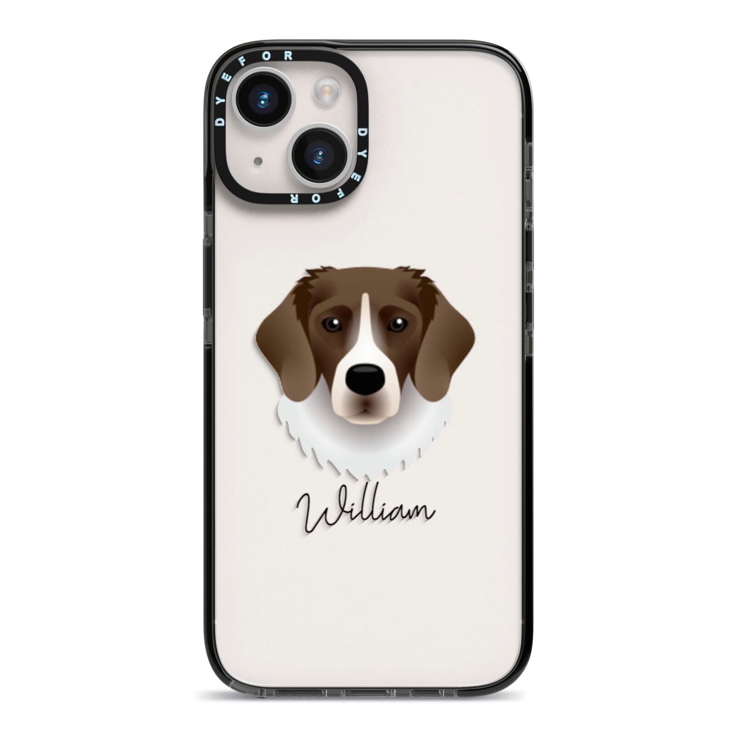 Stabyhoun Personalised iPhone 14 Black Impact Case on Silver phone