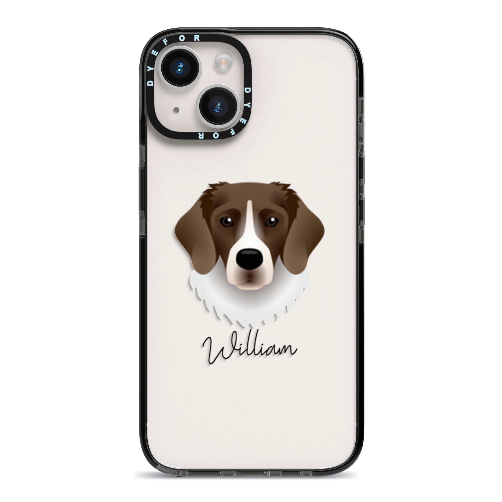 Stabyhoun Personalised iPhone 14 Black Impact Case on Silver phone