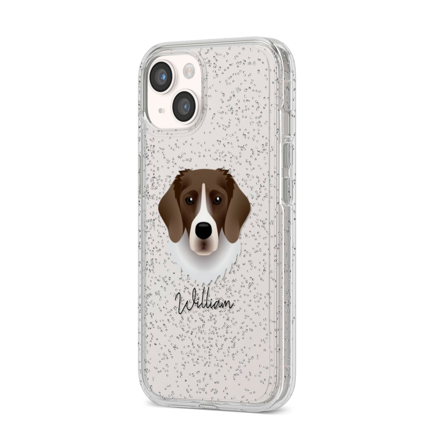 Stabyhoun Personalised iPhone 14 Glitter Tough Case Starlight Angled Image