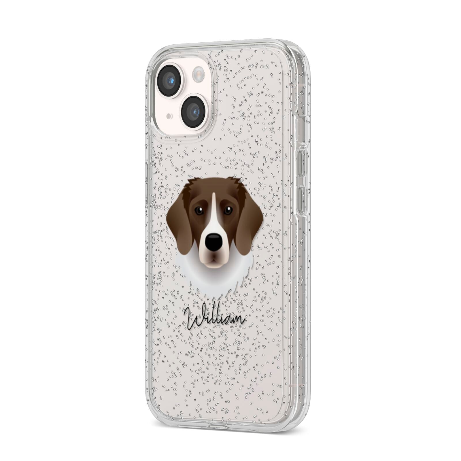 Stabyhoun Personalised iPhone 14 Glitter Tough Case Starlight Angled Image