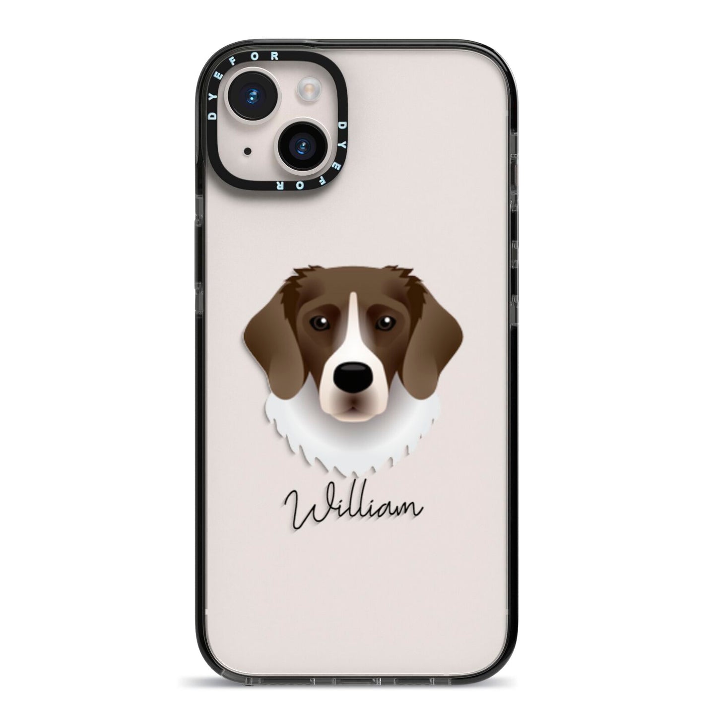 Stabyhoun Personalised iPhone 14 Plus Black Impact Case on Silver phone