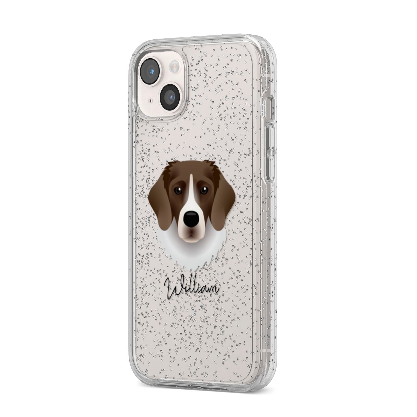 Stabyhoun Personalised iPhone 14 Plus Glitter Tough Case Starlight Angled Image