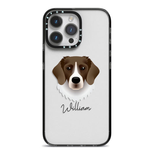 Stabyhoun Personalised iPhone 14 Pro Max Black Impact Case on Silver phone