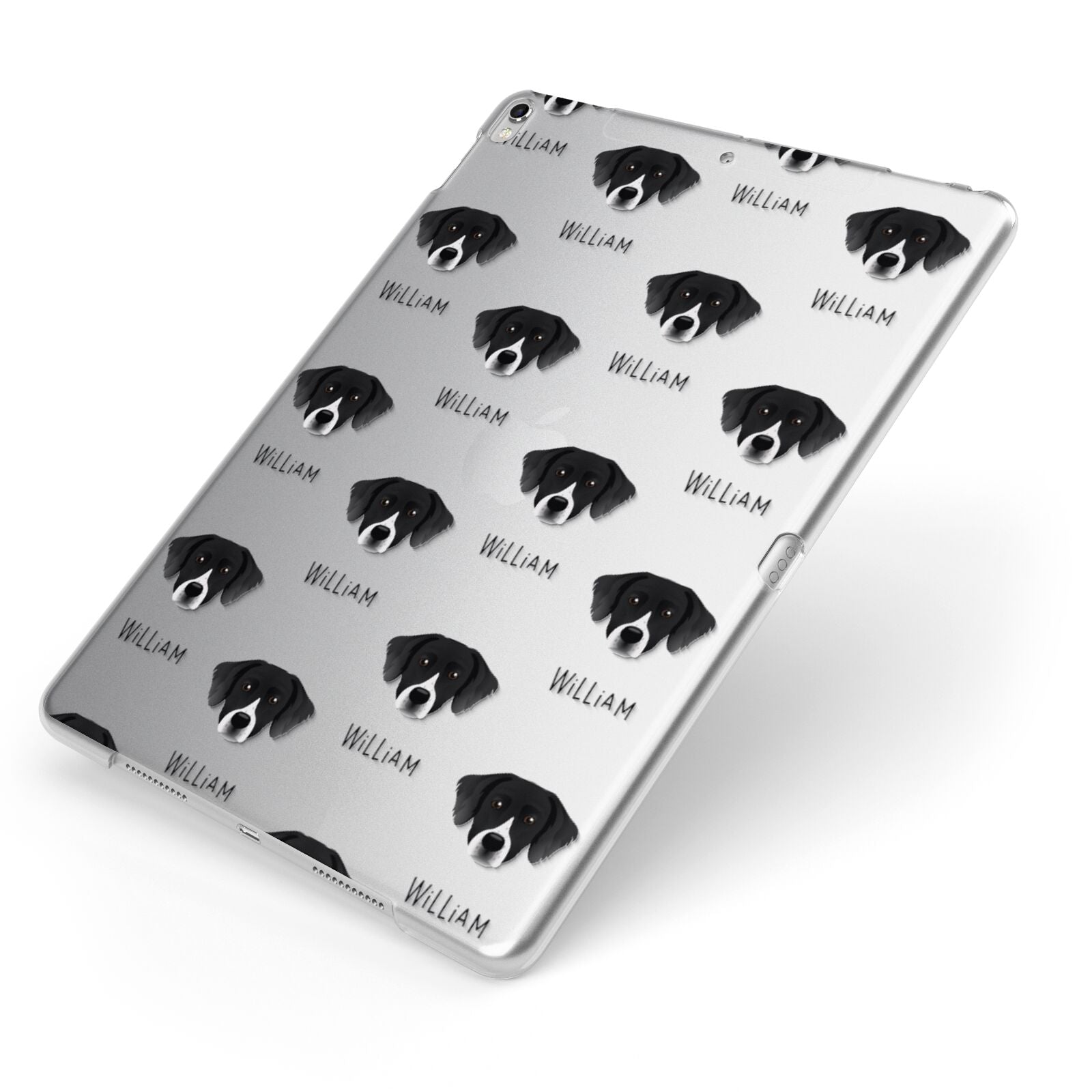 Staffador Icon with Name Apple iPad Case on Silver iPad Side View