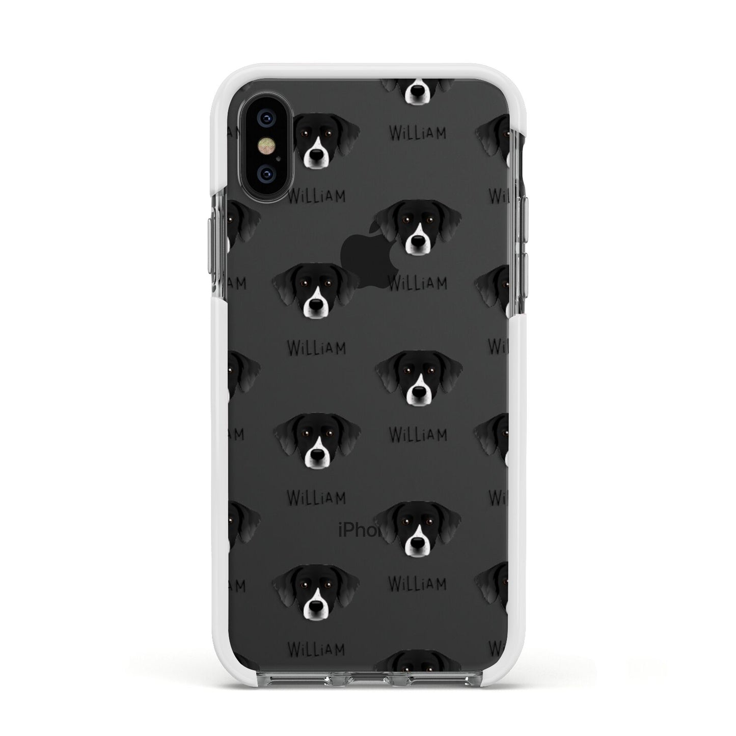 Staffador Icon with Name Apple iPhone Xs Impact Case White Edge on Black Phone