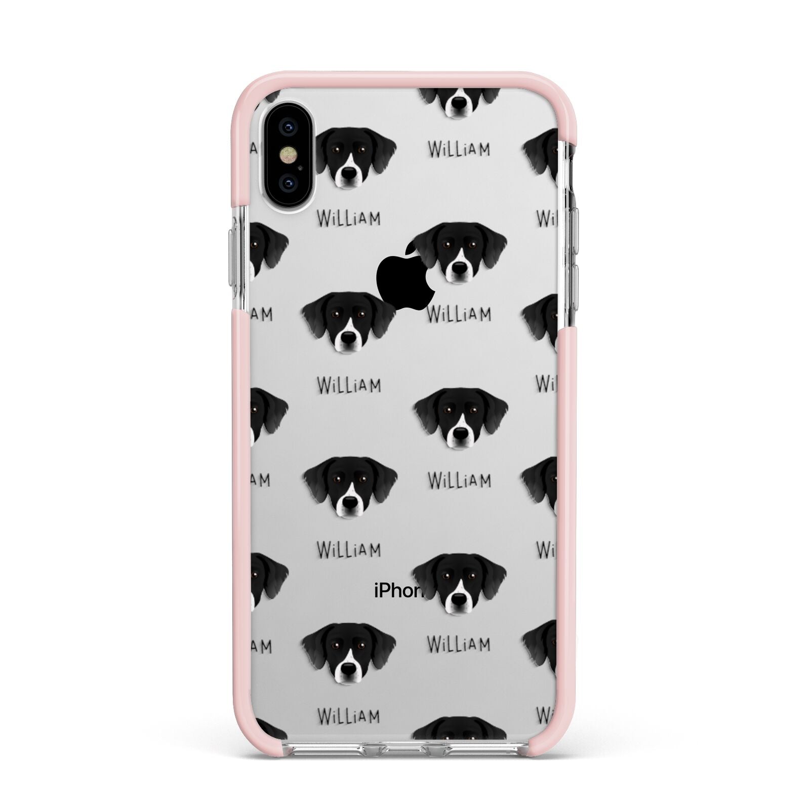Staffador Icon with Name Apple iPhone Xs Max Impact Case Pink Edge on Silver Phone