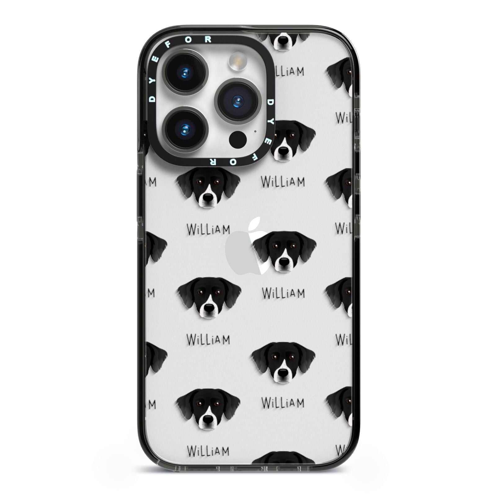 Staffador Icon with Name iPhone 14 Pro Black Impact Case on Silver phone