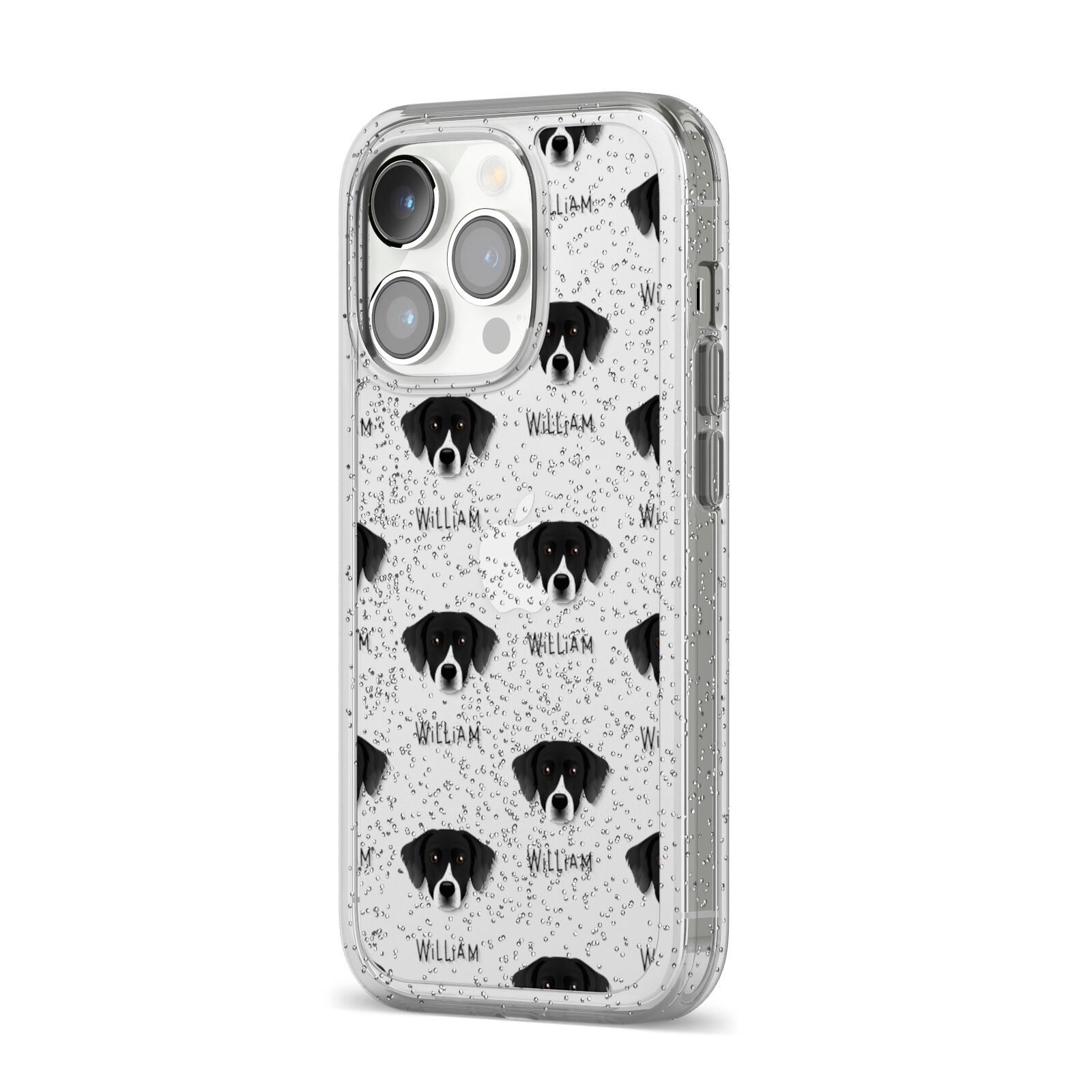 Staffador Icon with Name iPhone 14 Pro Glitter Tough Case Silver Angled Image