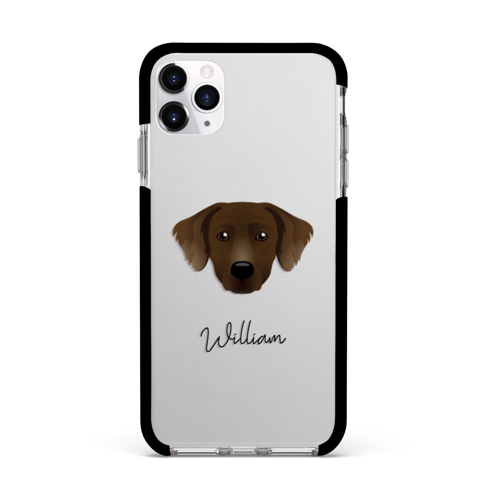 Staffador Personalised Apple iPhone 11 Pro Max in Silver with Black Impact Case